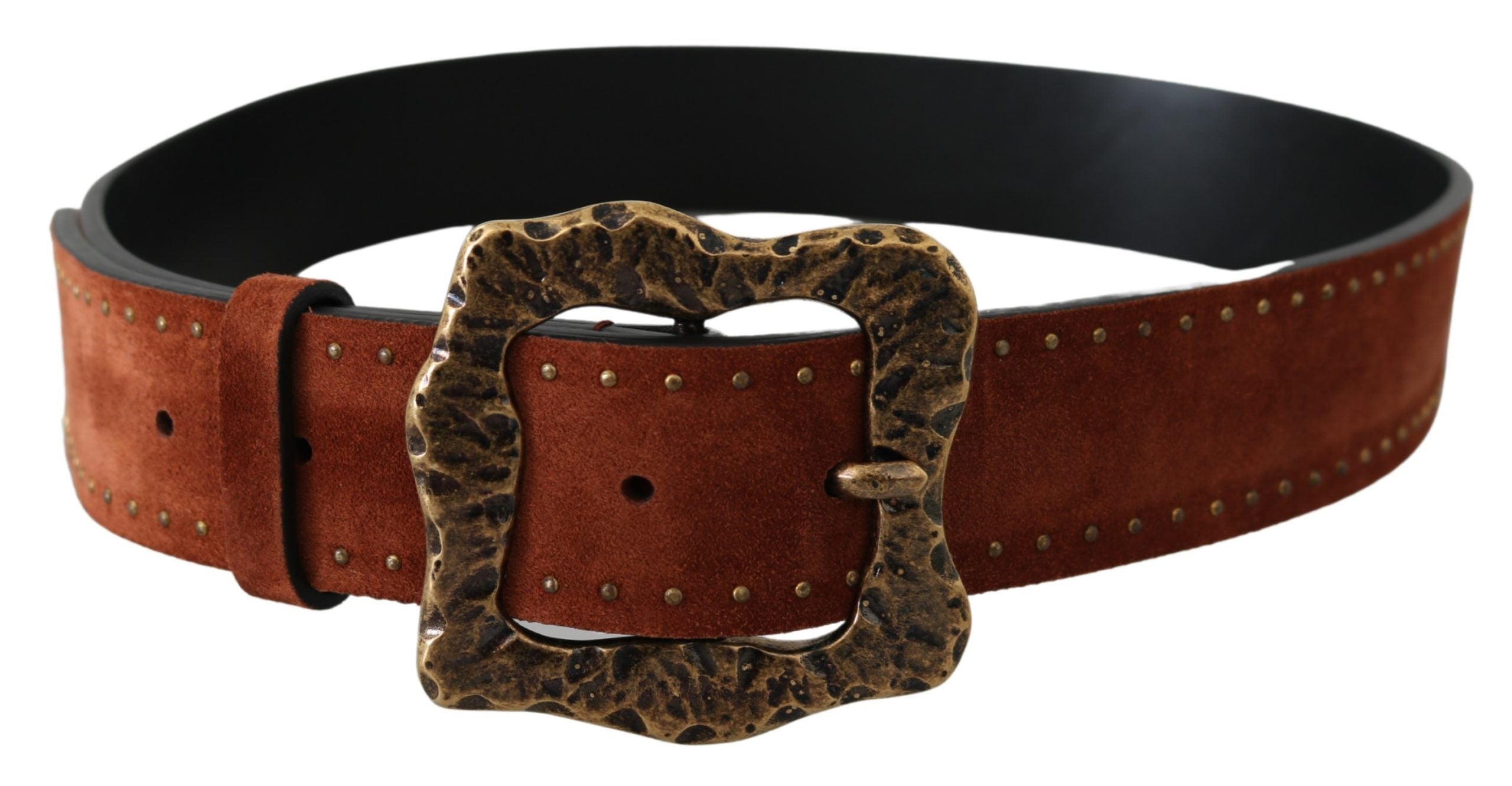 Dolce & Gabbana Brown Suede Studded Belt in Baroque Style-2