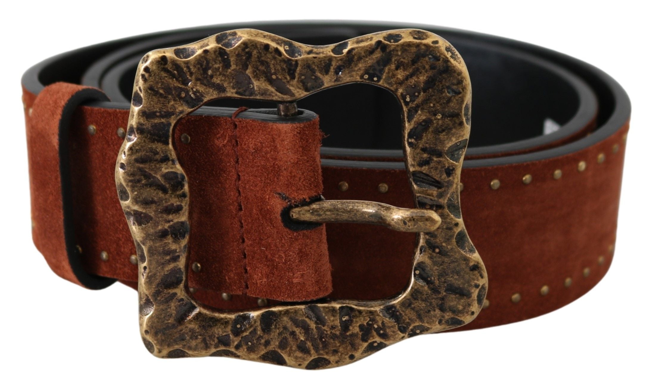 Dolce & Gabbana Brown Suede Studded Belt in Baroque Style-3