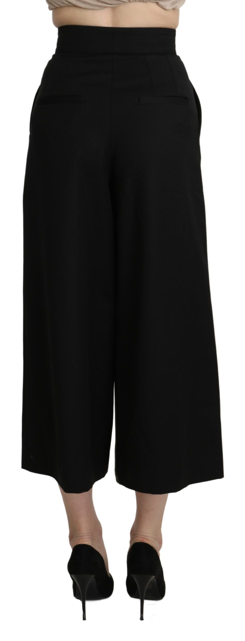 Dolce & Gabbana Black trousers with wide wool leg and cropped leg-4
