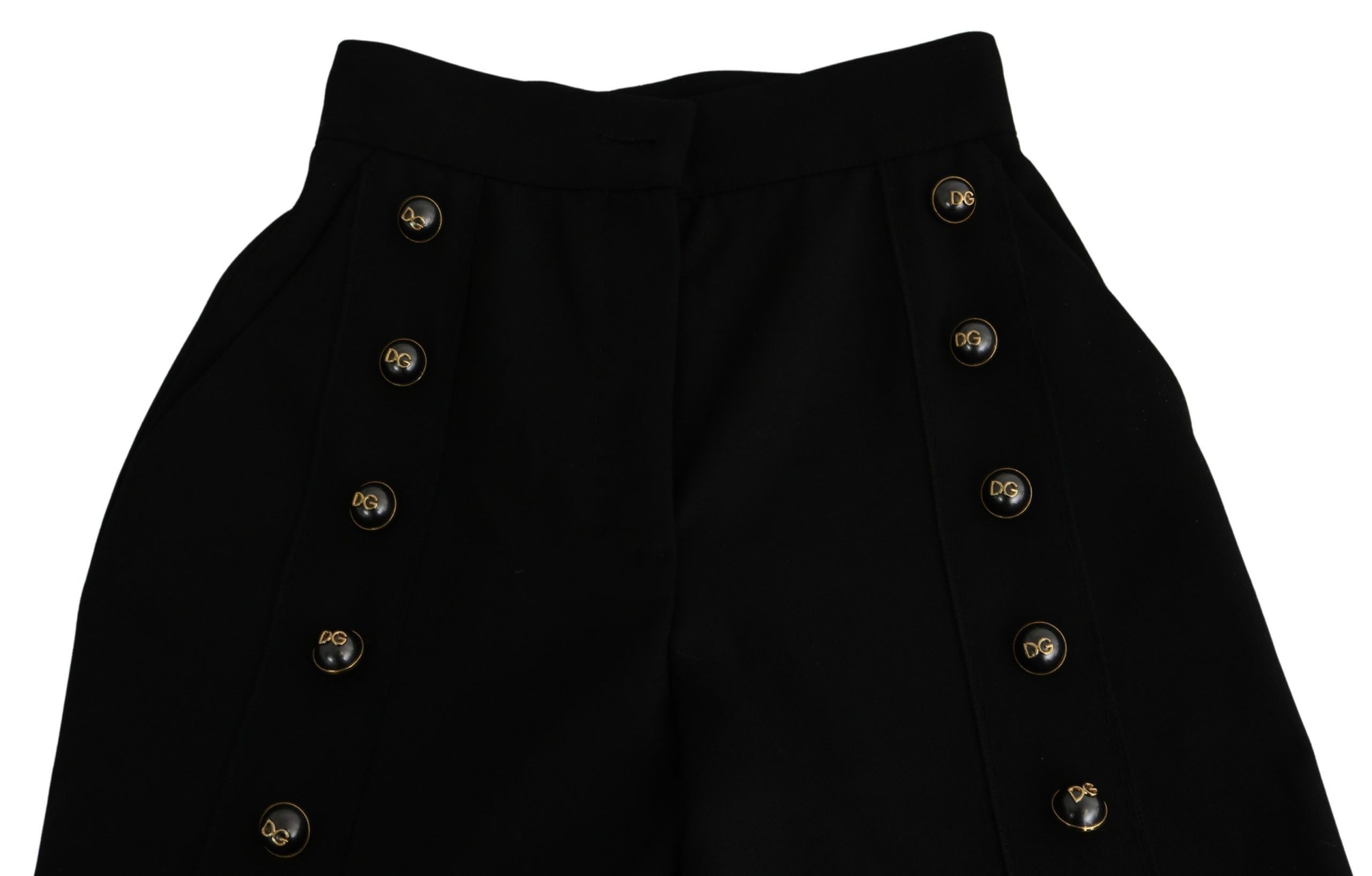 Dolce & Gabbana Black trousers with wide wool leg and cropped leg-5