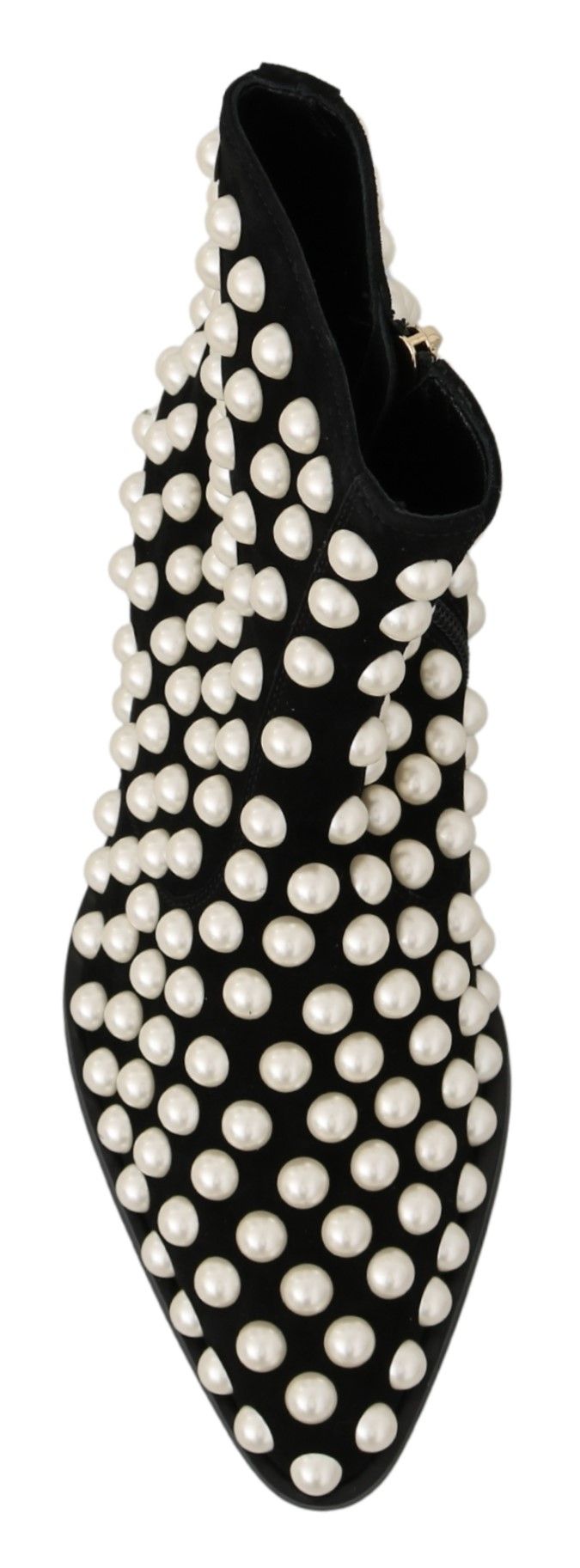 Dolce & Gabbana Black Suede Pearl Studded Boots Shoes-3