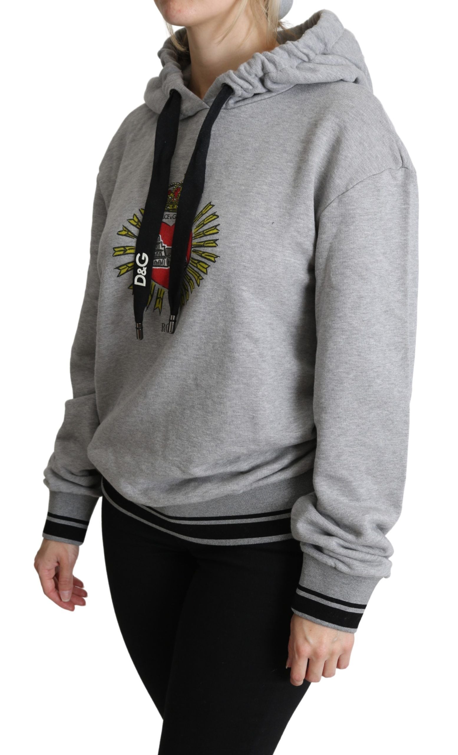 Dolce & Gabbana Grauer bedruckter Kapuzenpullover mit exklusivem Logo-2