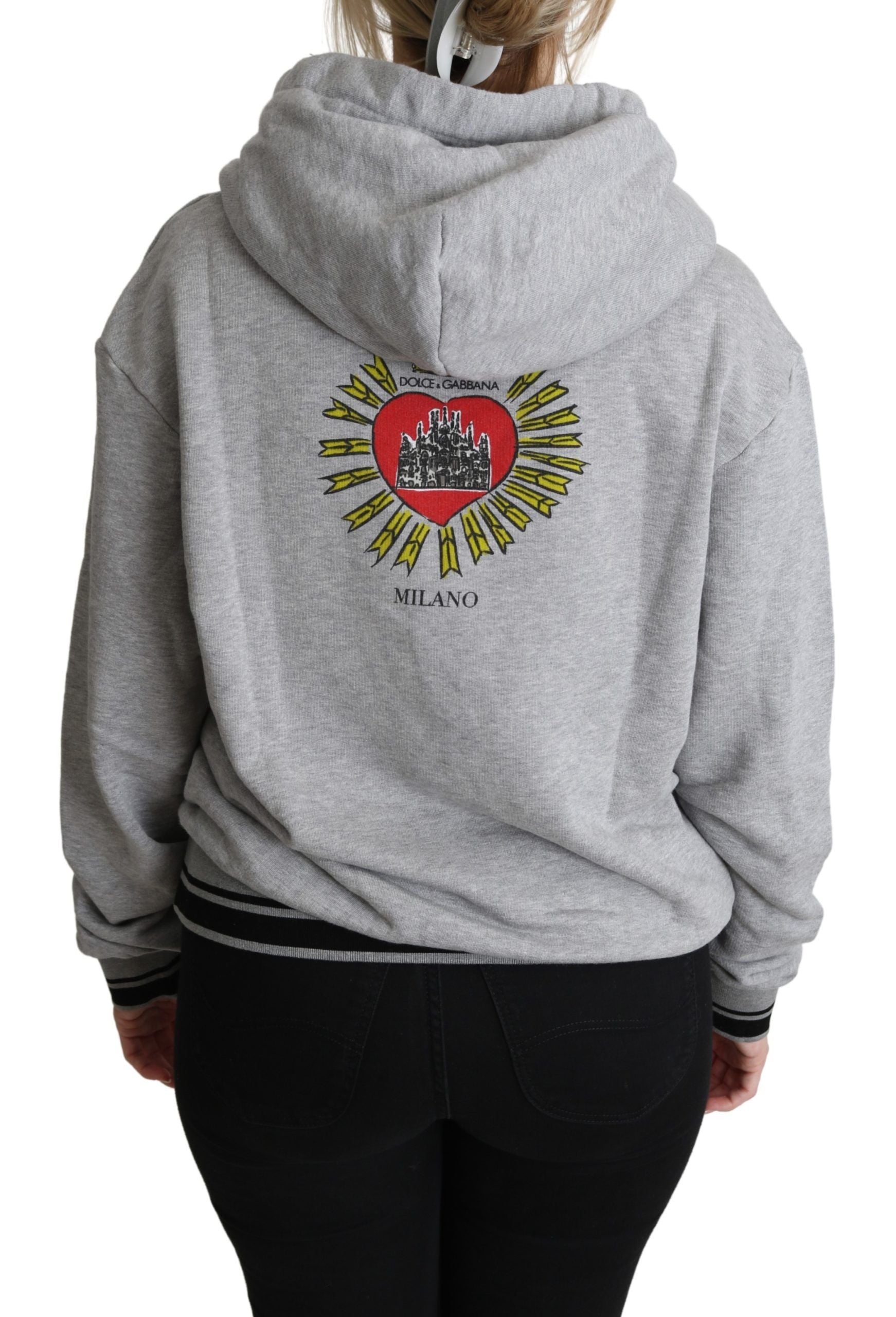 Dolce & Gabbana Grauer bedruckter Kapuzenpullover mit exklusivem Logo-3