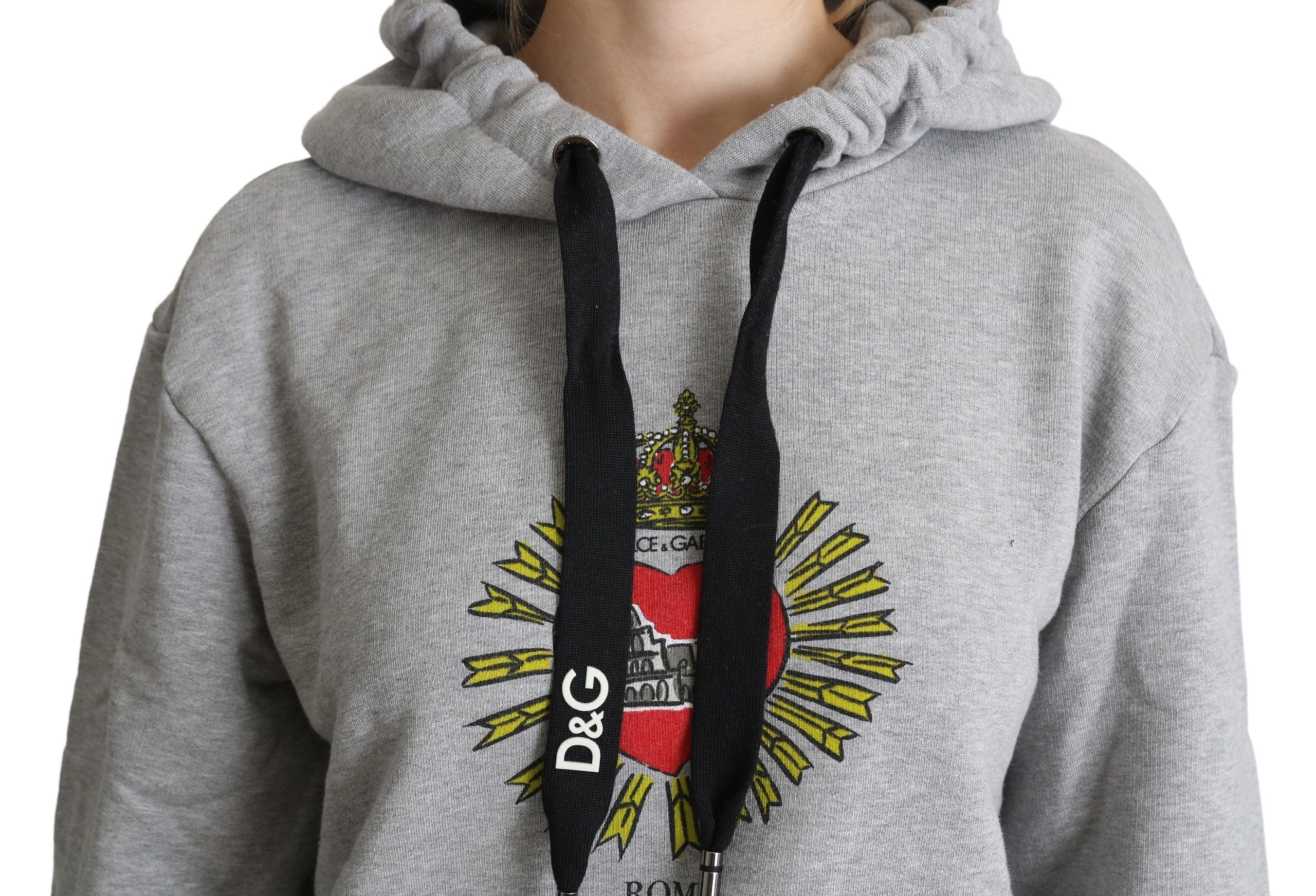 Dolce & Gabbana Grauer bedruckter Kapuzenpullover mit exklusivem Logo-4