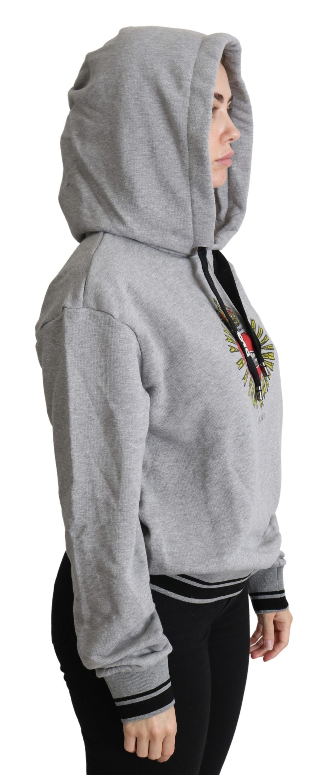 Dolce & Gabbana Grauer bedruckter Kapuzenpullover mit exklusivem Logo-5