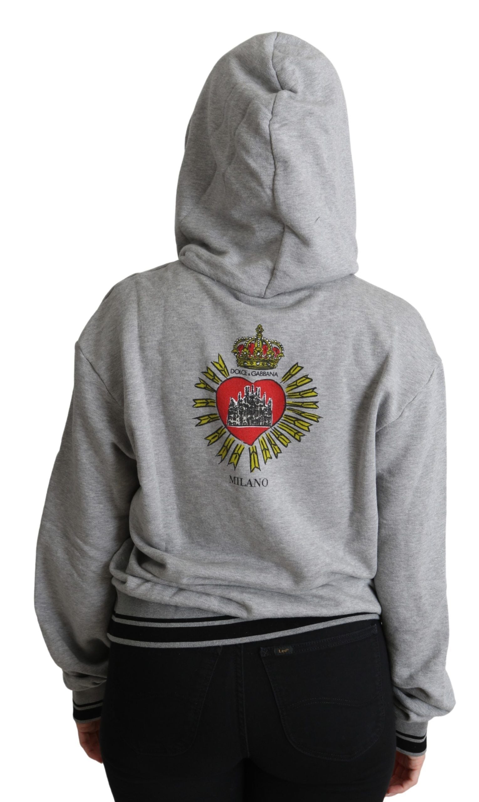 Dolce & Gabbana Grauer bedruckter Kapuzenpullover mit exklusivem Logo-6