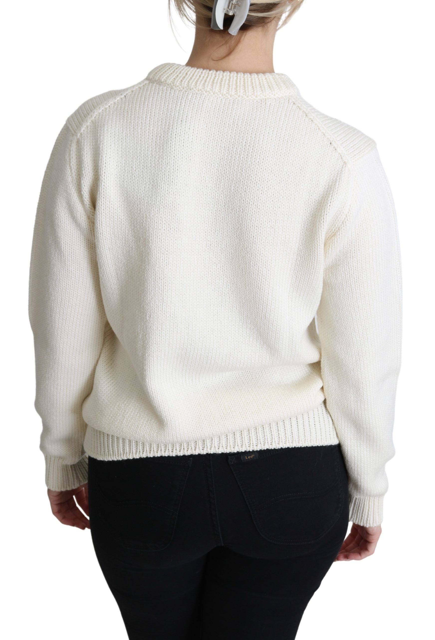 Dolce & Gabbana White floral wool sweater Sunflower sweater-4