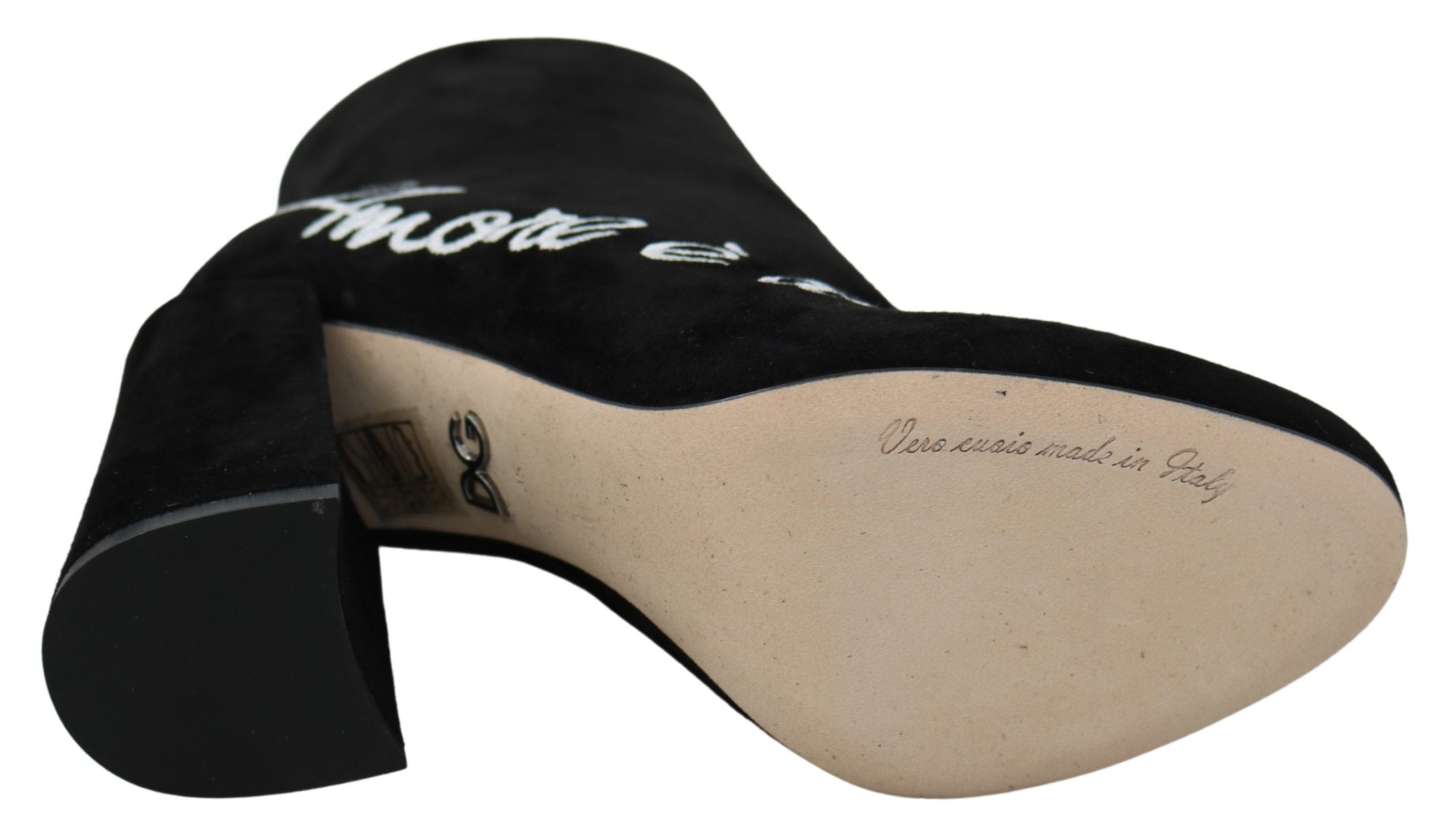 Dolce & Gabbana Black Suede L'Amore E'Bellezza Boots Shoes-2