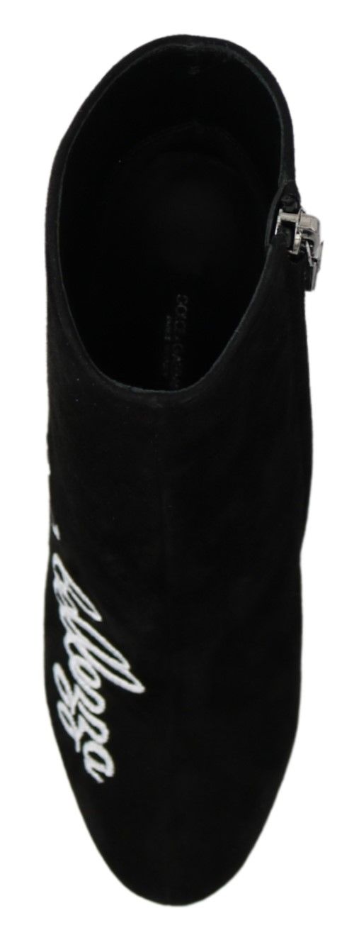Dolce & Gabbana Black Suede L'Amore E'Bellezza Boots Shoes-3