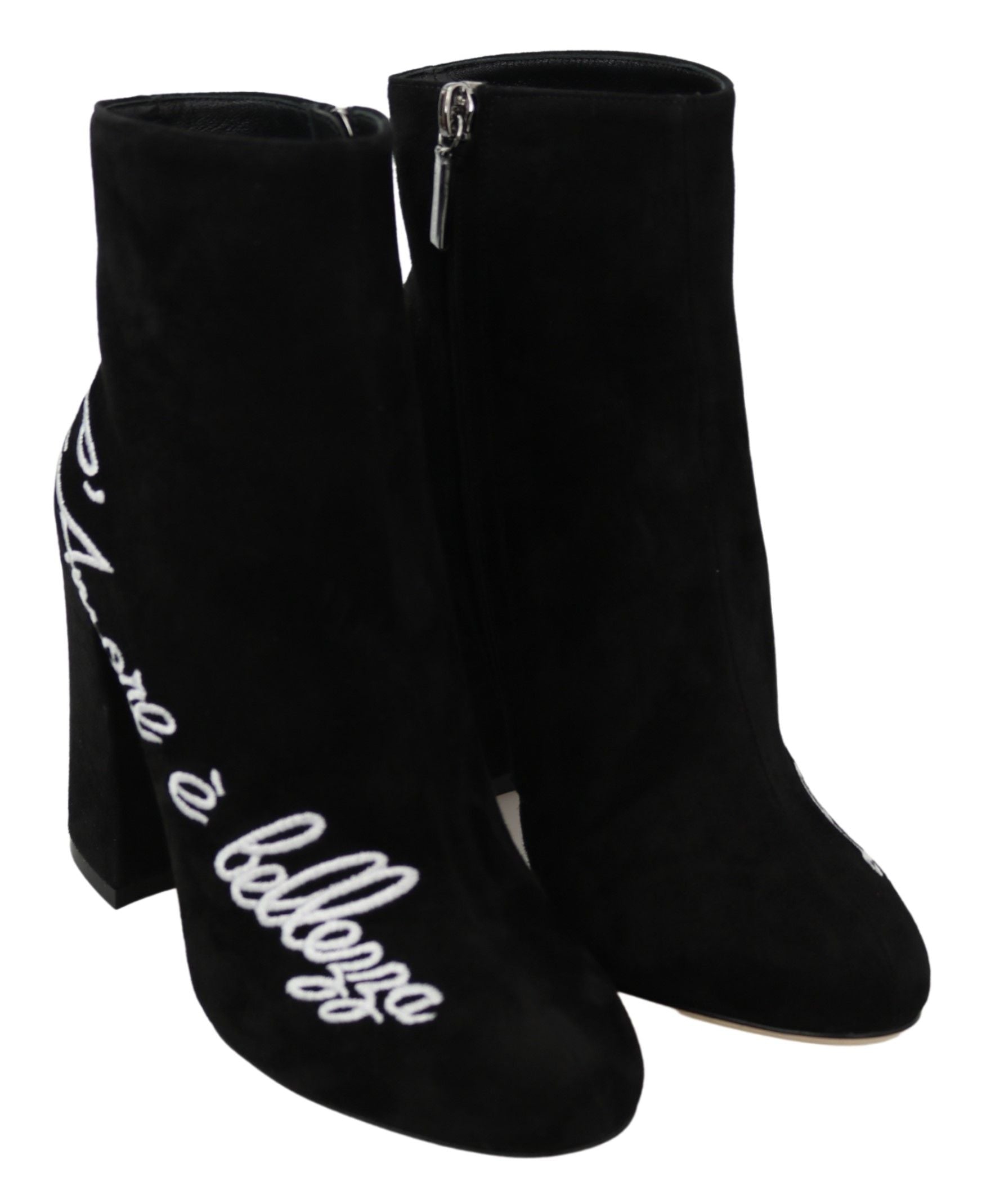 Dolce & Gabbana Black Suede L'Amore E'Bellezza Boots Shoes-5