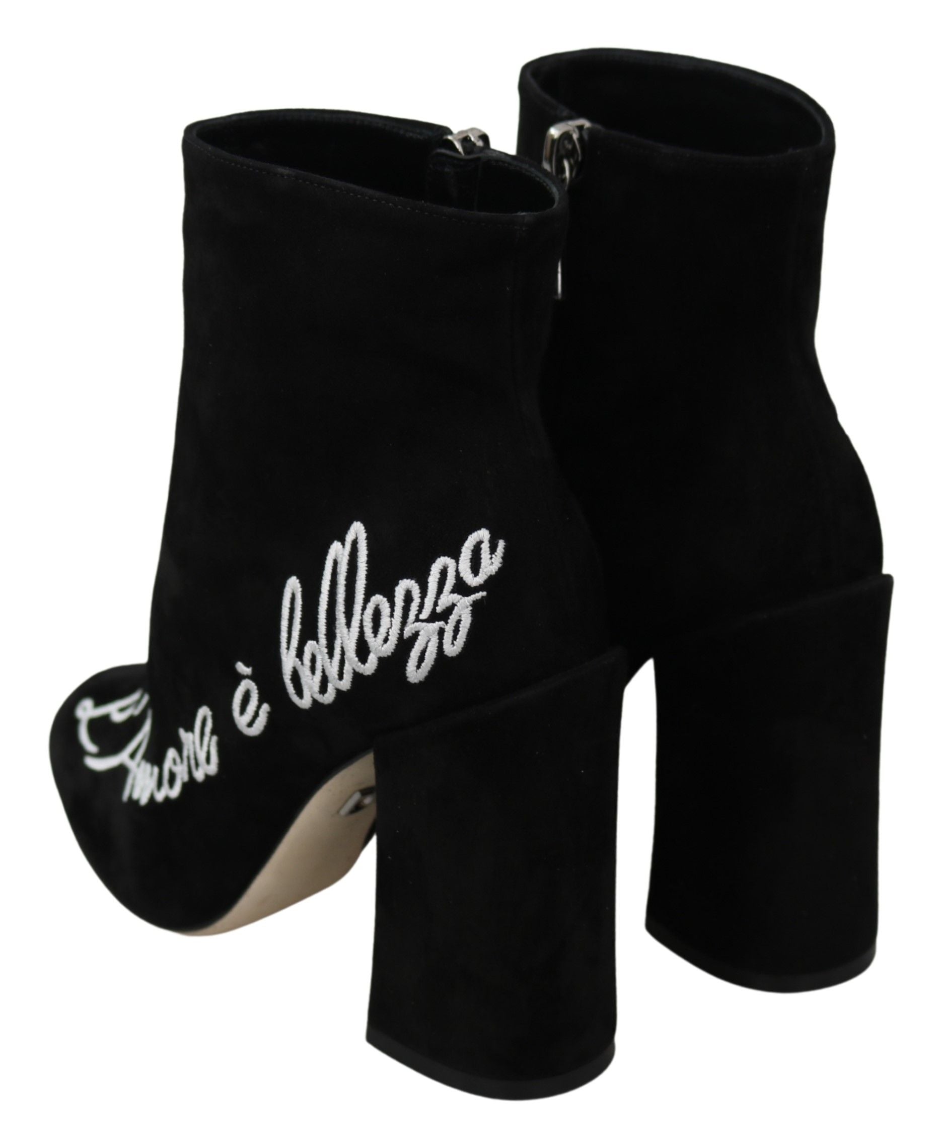 Dolce & Gabbana Black Suede L'Amore E'Bellezza Boots Shoes-6