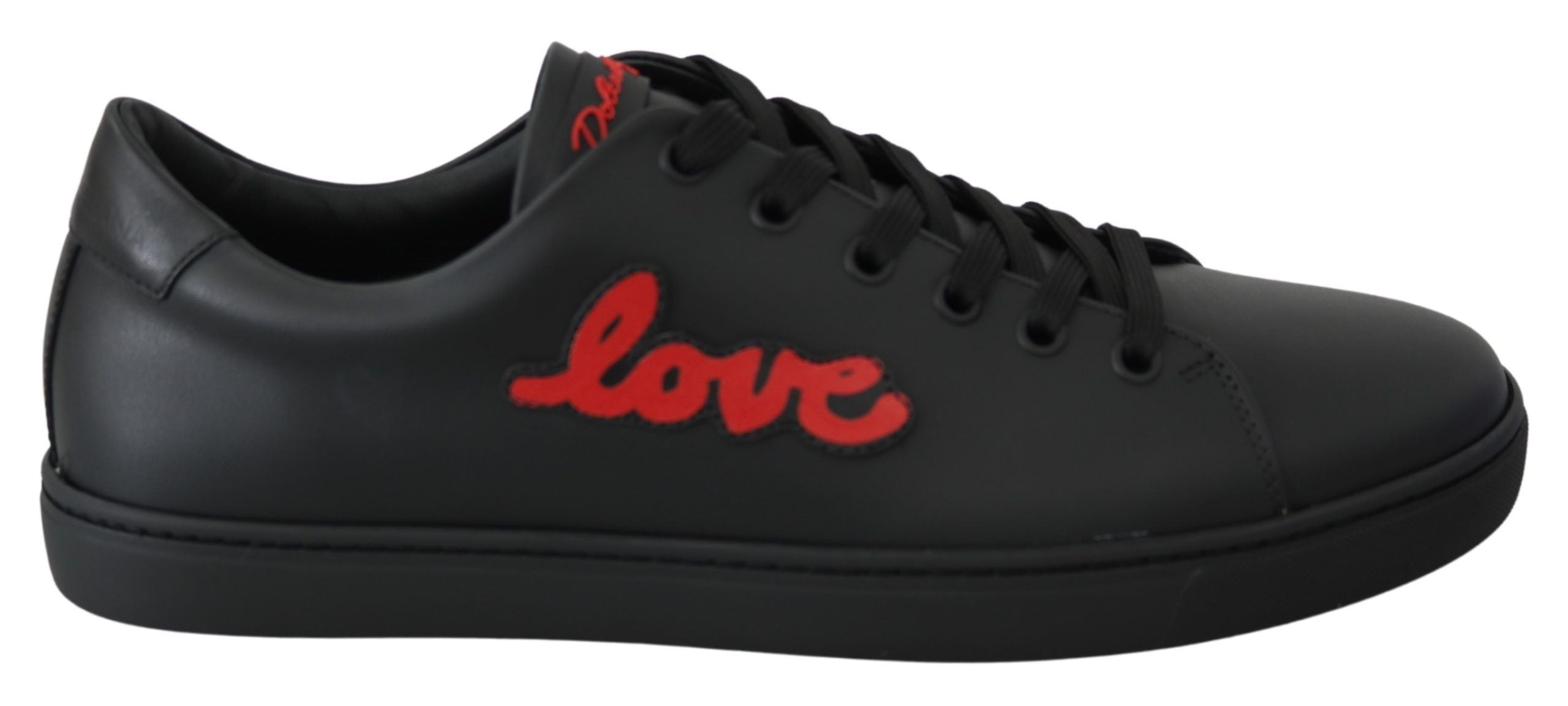 Dolce & Gabbana Black Leather Love Heart Sneakers Women's Shoes-1