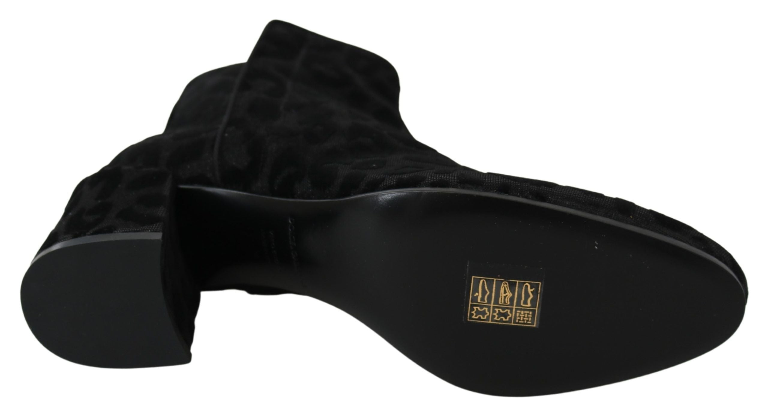 Dolce & Gabbana Black Leopard Short Boots Shoes with Zipper-2