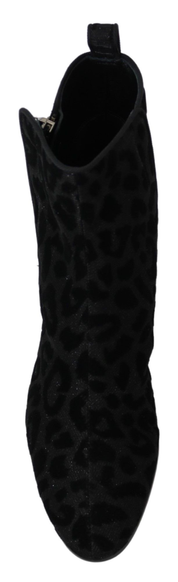 Dolce & Gabbana Black Leopard Short Boots Shoes with Zipper-3