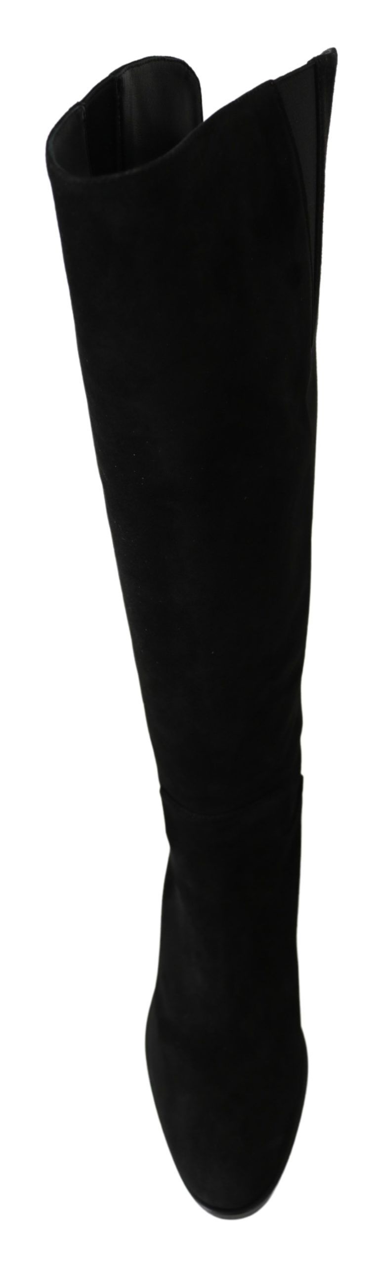 Dolce & Gabbana Black Knee-High Flat Suede Boots Shoes-3