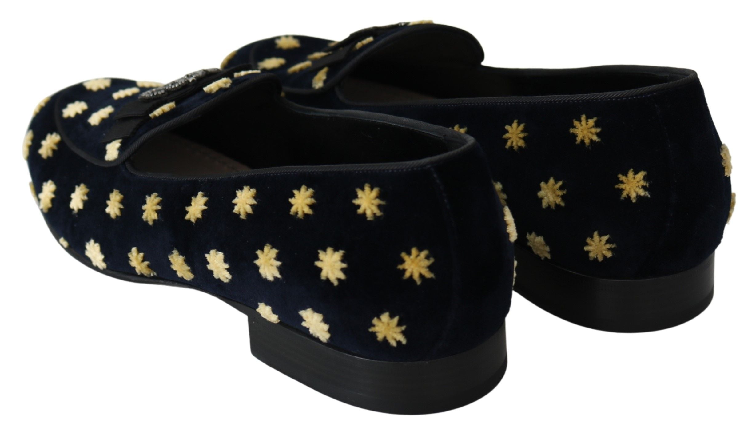 Dolce & Gabbana Blue Velvet Crown Slippers Loafers Shoes-2