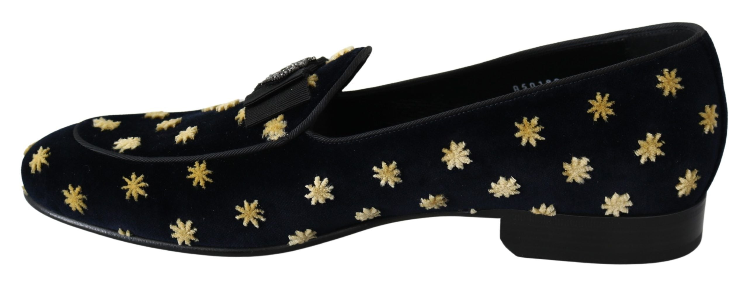 Dolce & Gabbana Blue Velvet Crown Slippers Loafers Shoes-3