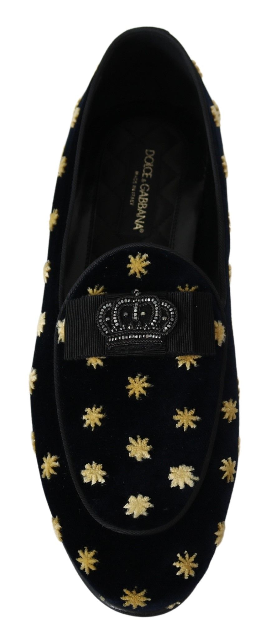 Dolce & Gabbana Blue Velvet Crown Slippers Loafers Shoes-5
