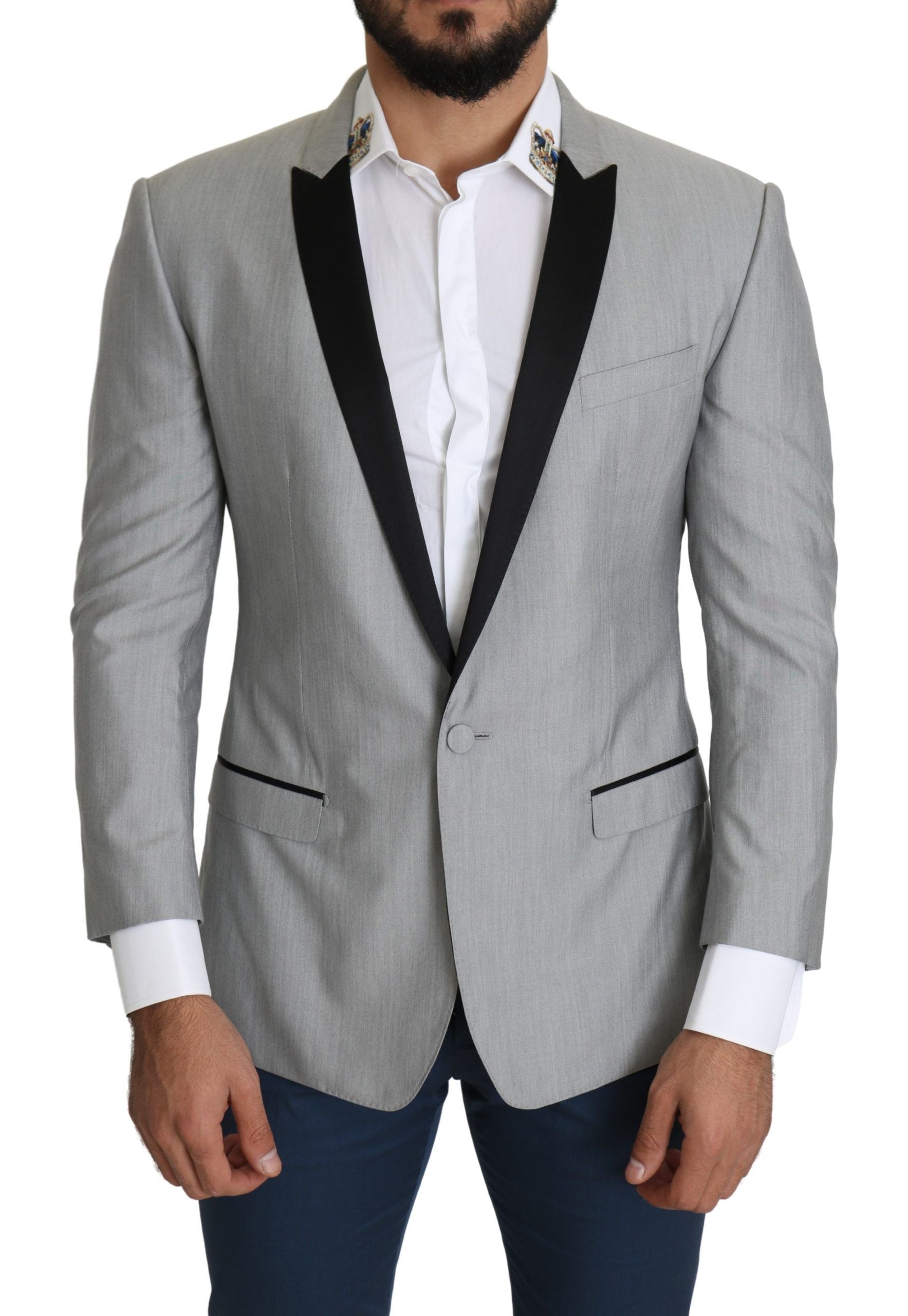 Dolce & Gabbana Light Grey Single-Breasted SARTORIA Blazer