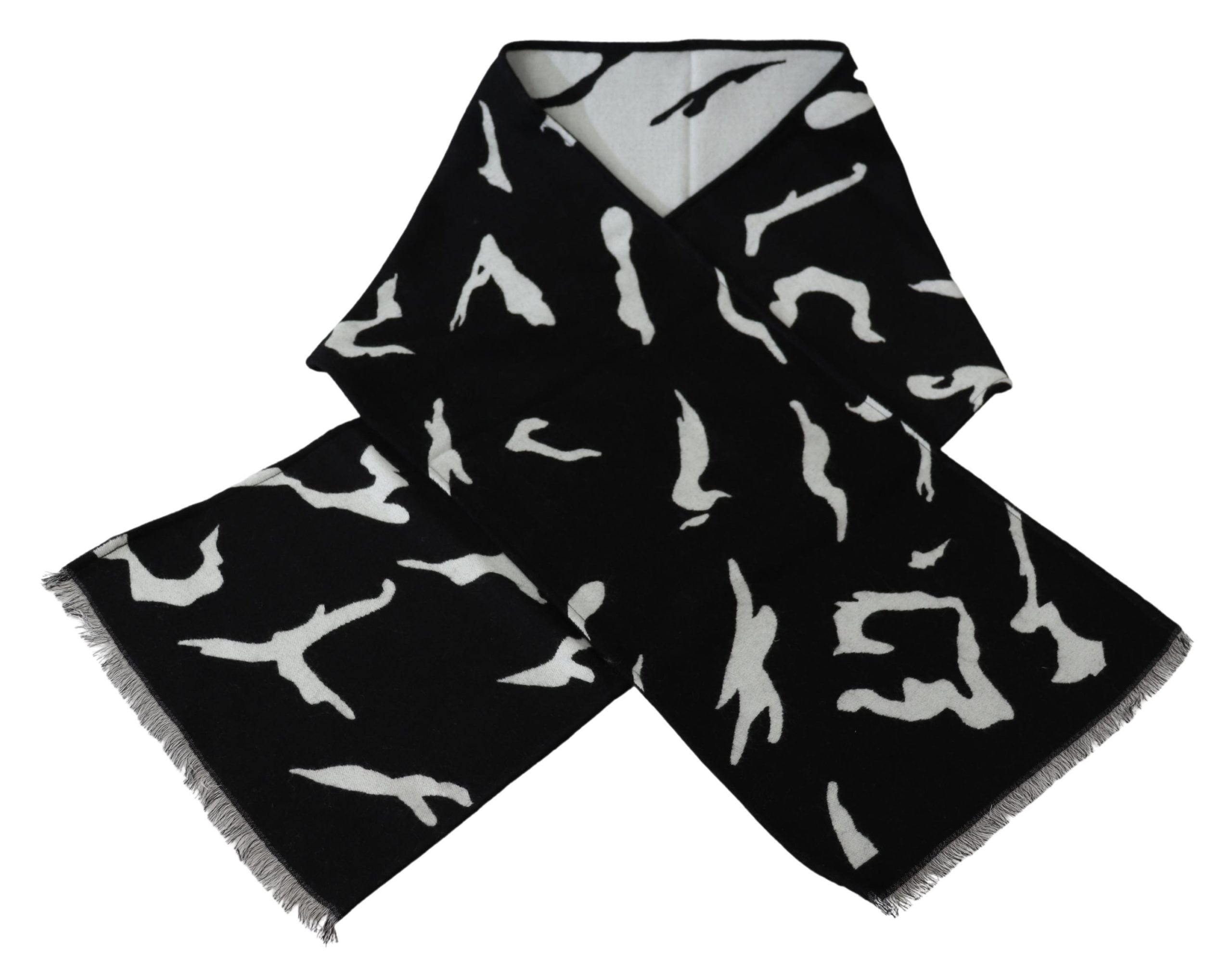Givenchy Black and White Wool Unisex Winter Warm Scarf Wrap Scarf-4