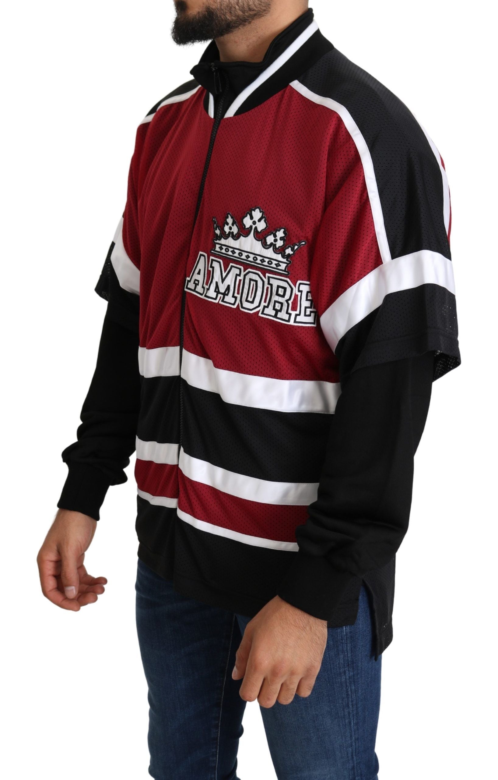 Dolce & Gabbana Red Black AMORE Sport Pullover with Zipper-2