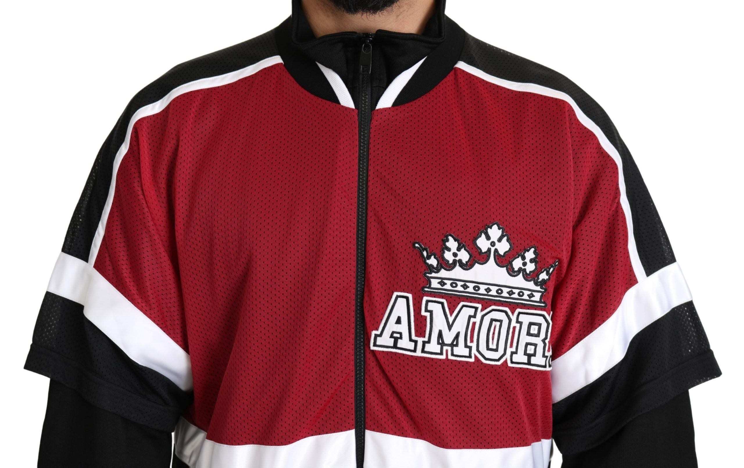 Dolce & Gabbana Red Black AMORE Sport Pullover with Zipper-4