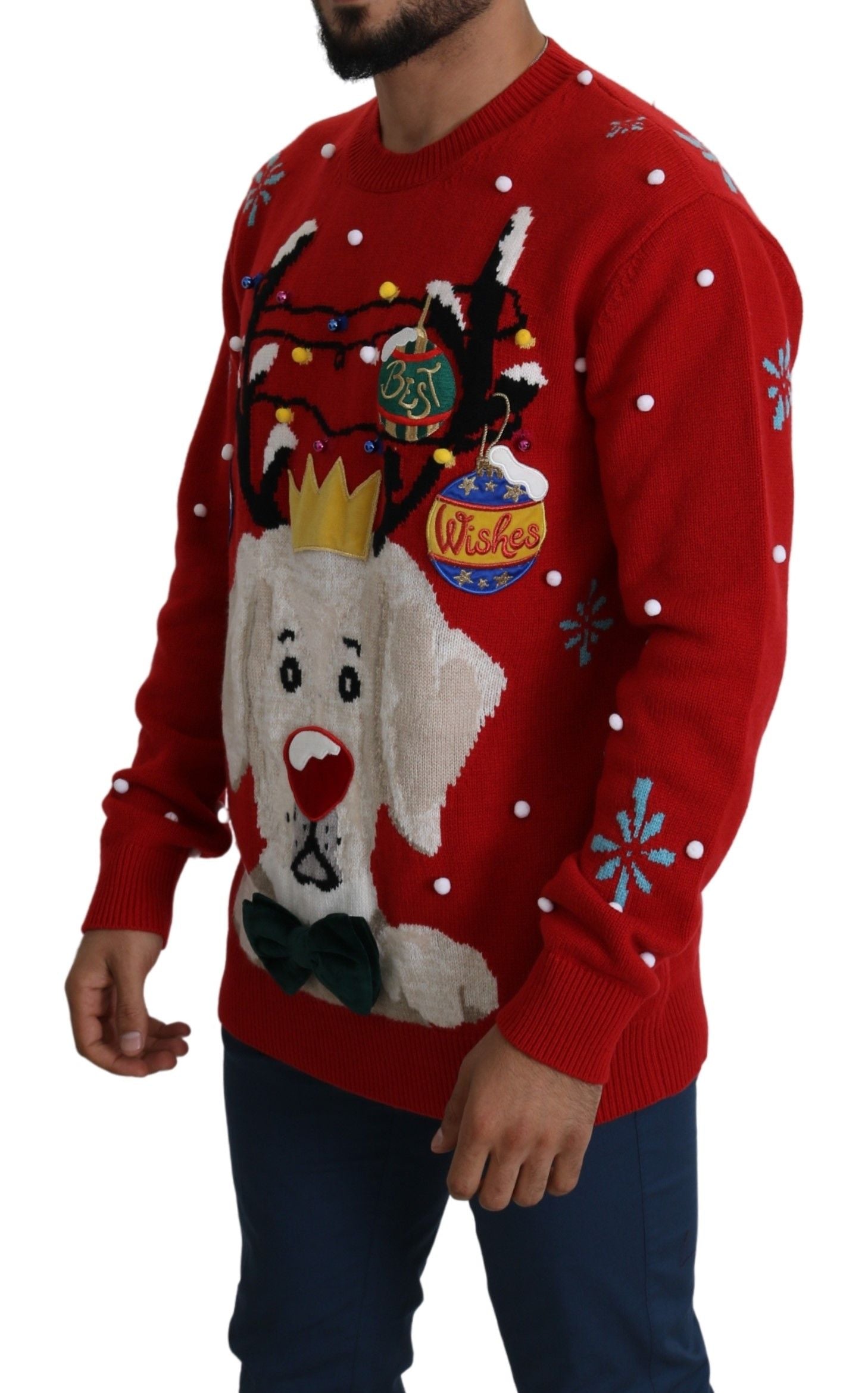 Dolce & Gabbana Red Christmas Dog Sweater Cashmere Sweater-2