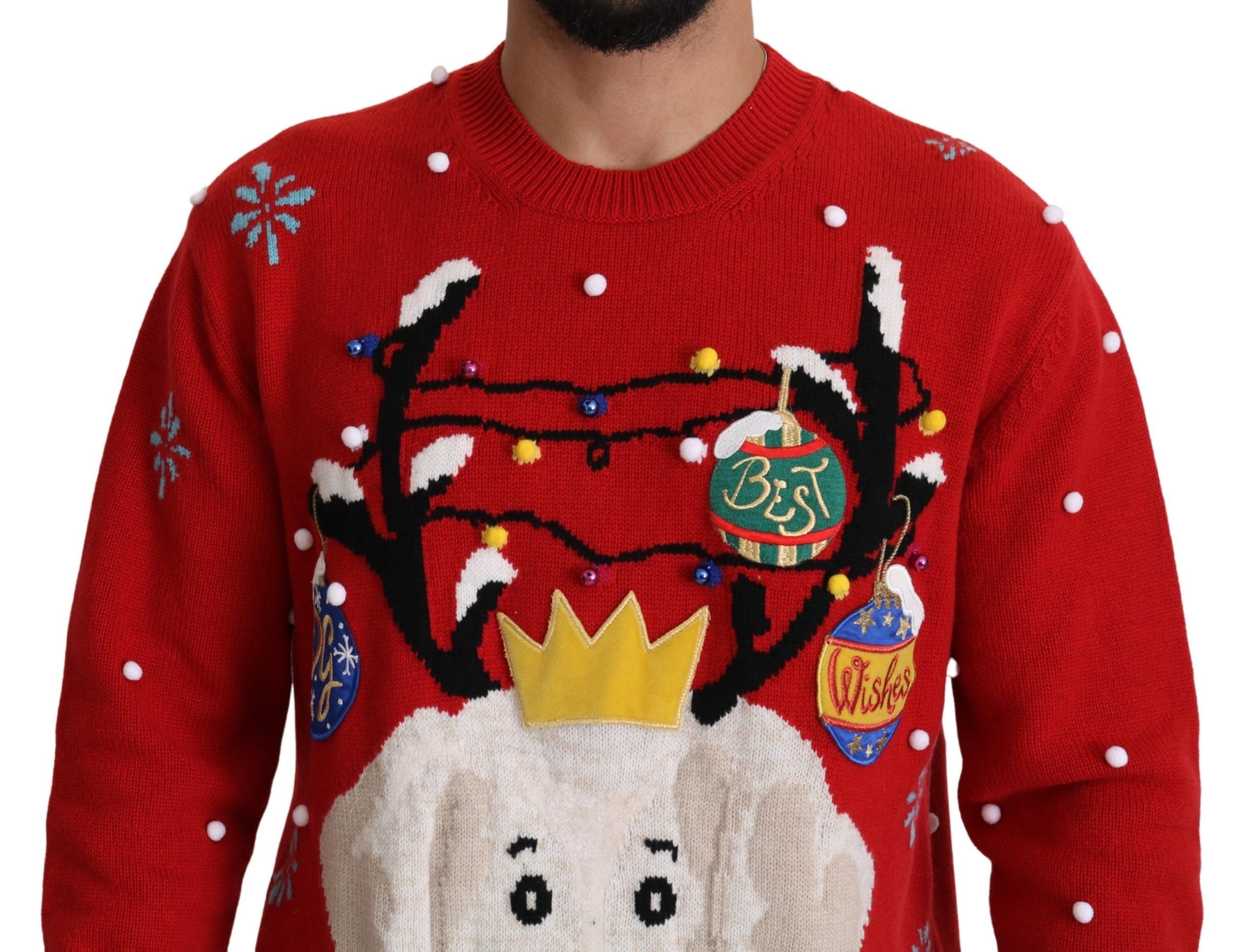 Dolce & Gabbana Red Christmas Dog Sweater Cashmere Sweater-3