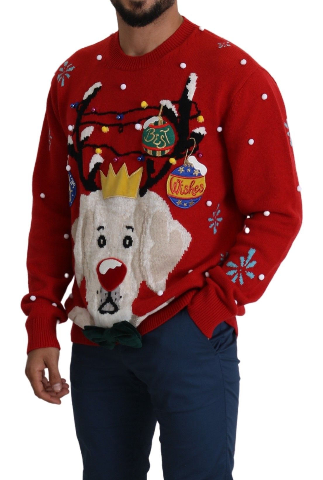 Dolce & Gabbana Red Christmas Dog Sweater Cashmere Sweater-4