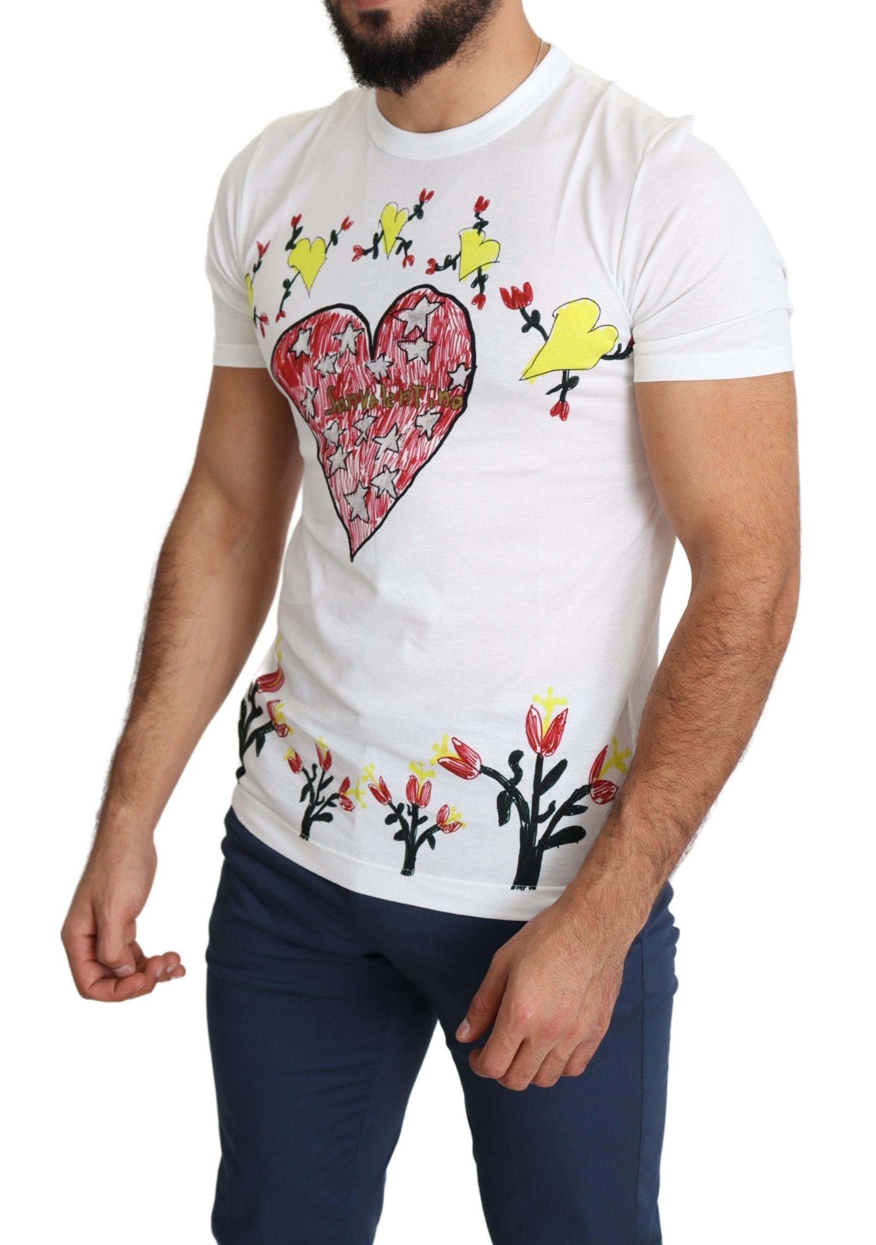 Dolce & Gabbana White Saint Valentine Print Cotton T-Shirt for Men-2