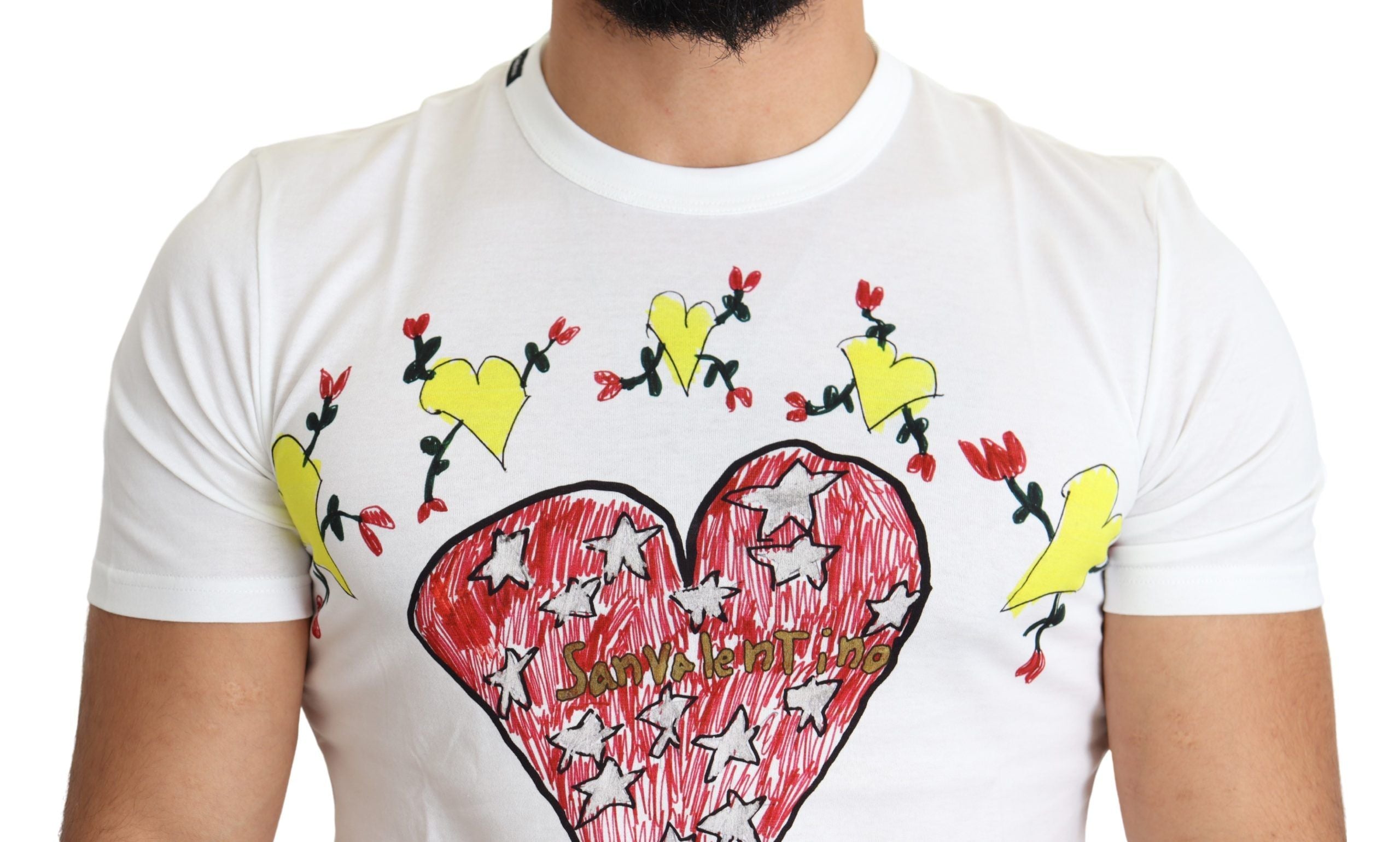 Dolce & Gabbana White Saint Valentine Print Cotton T-Shirt for Men-4