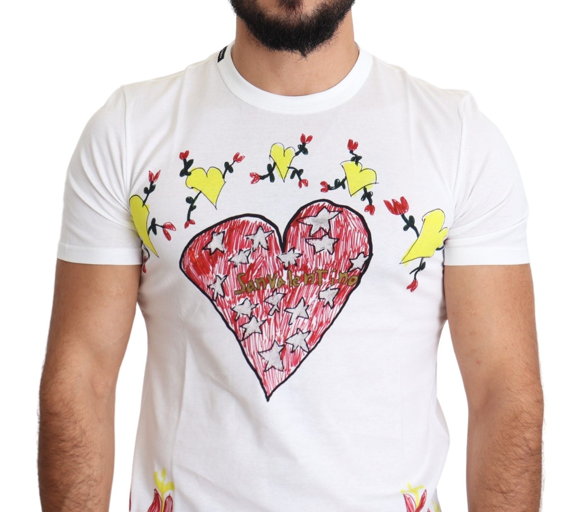 Dolce & Gabbana White Saint Valentine Print Cotton T-Shirt for Men-5
