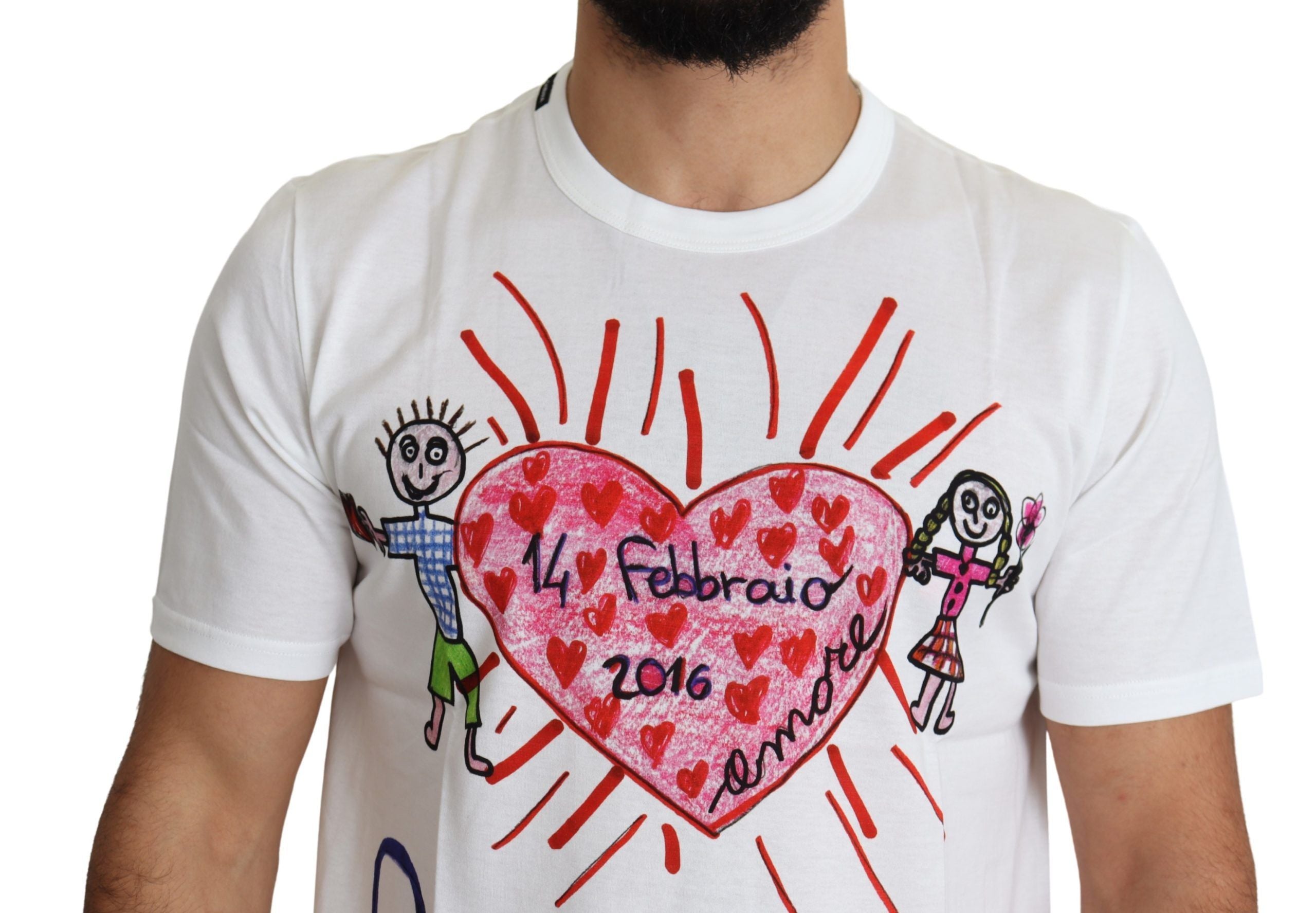 Dolce & Gabbana White Saint Valentine Hearts Print Men's T-Shirt-4