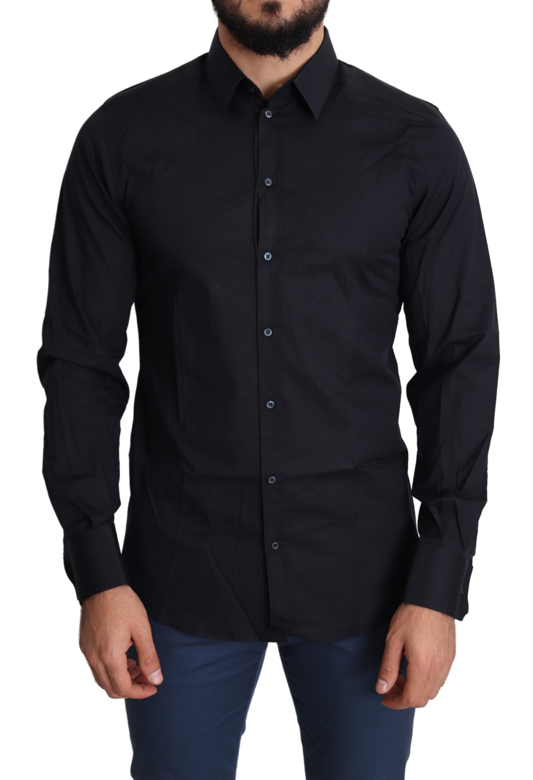 Dolce & Gabbana Blue Formal GOLD Cotton Shirt-4