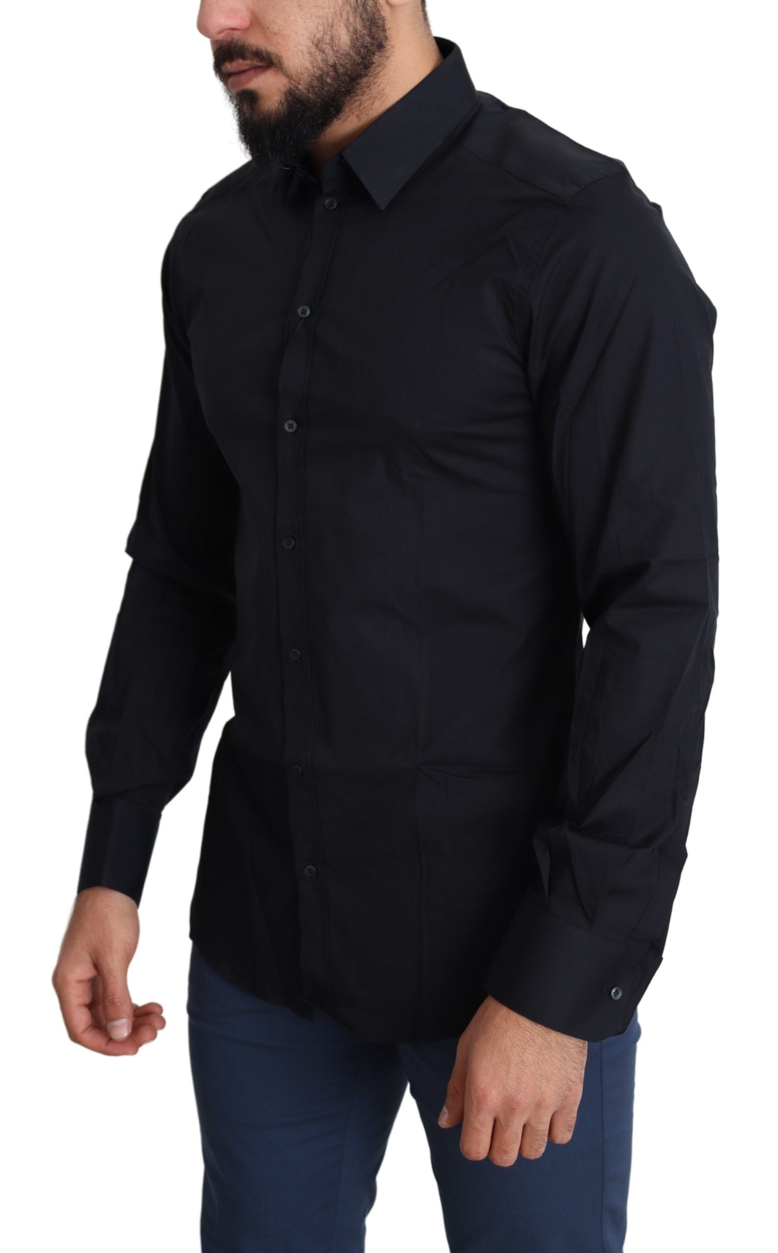 Dolce & Gabbana Blue Formal GOLD Cotton Shirt-5