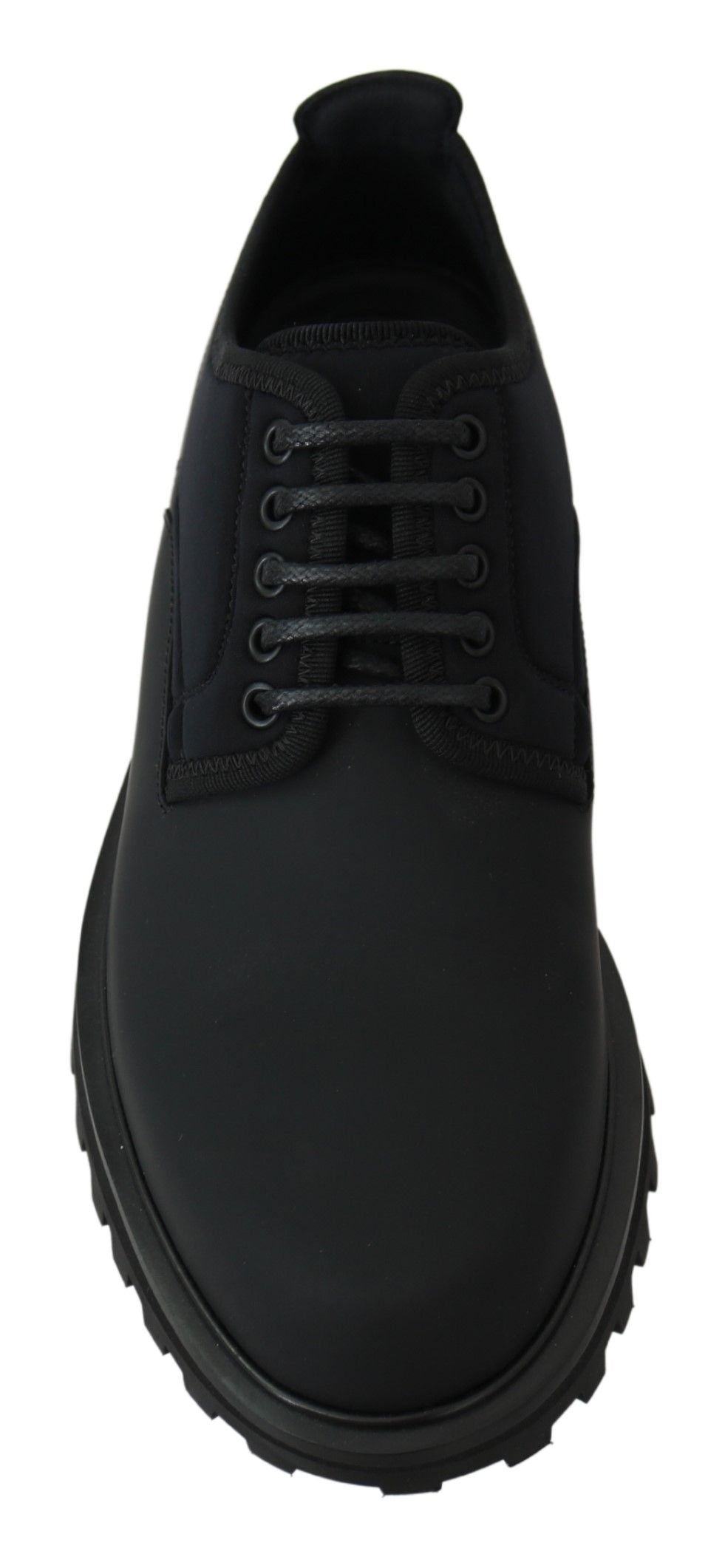 Dolce & Gabbana Black Rubberized Calfskin Chunky Derby Vulcano Shoes-3