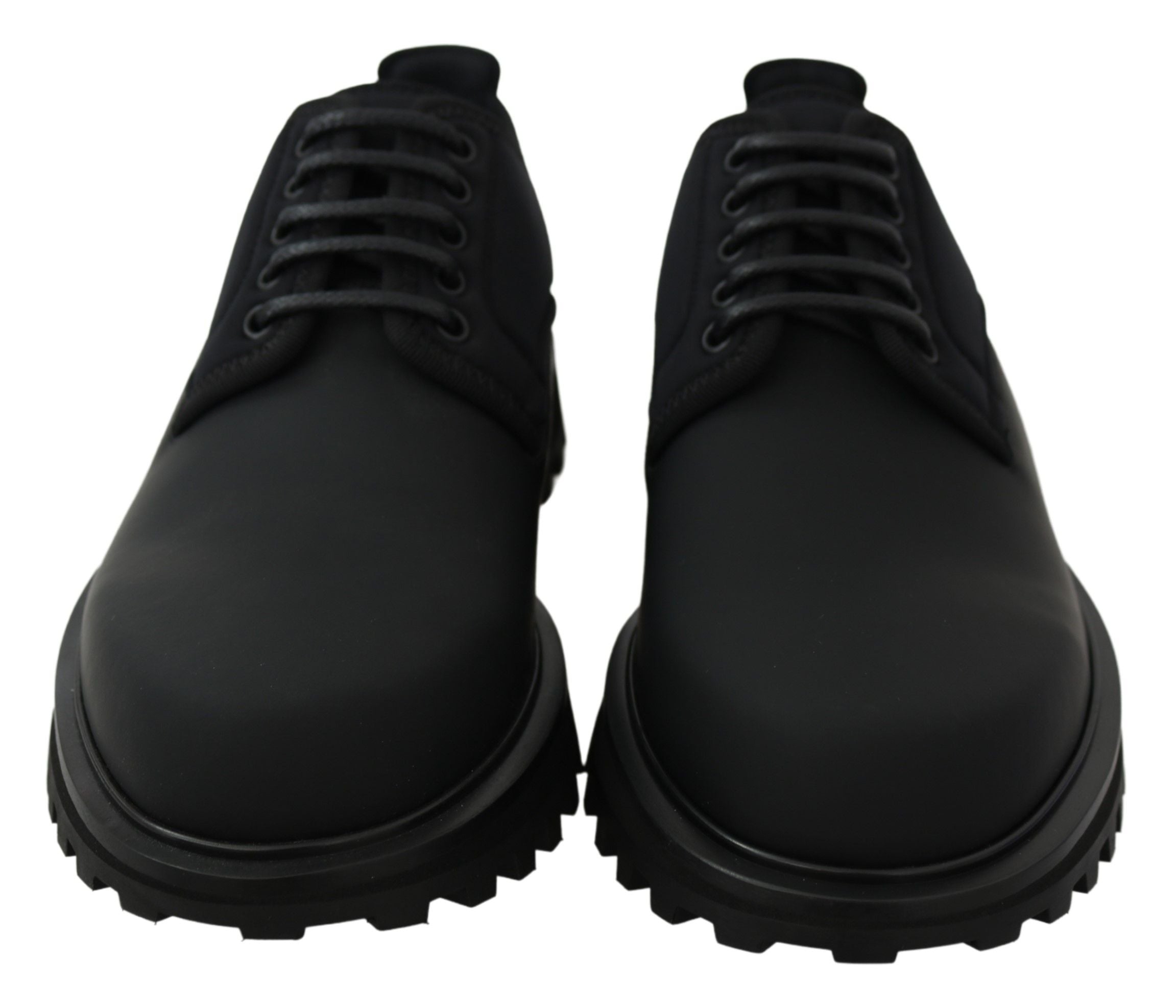 Dolce & Gabbana Black Rubberized Calfskin Chunky Derby Vulcano Shoes-4