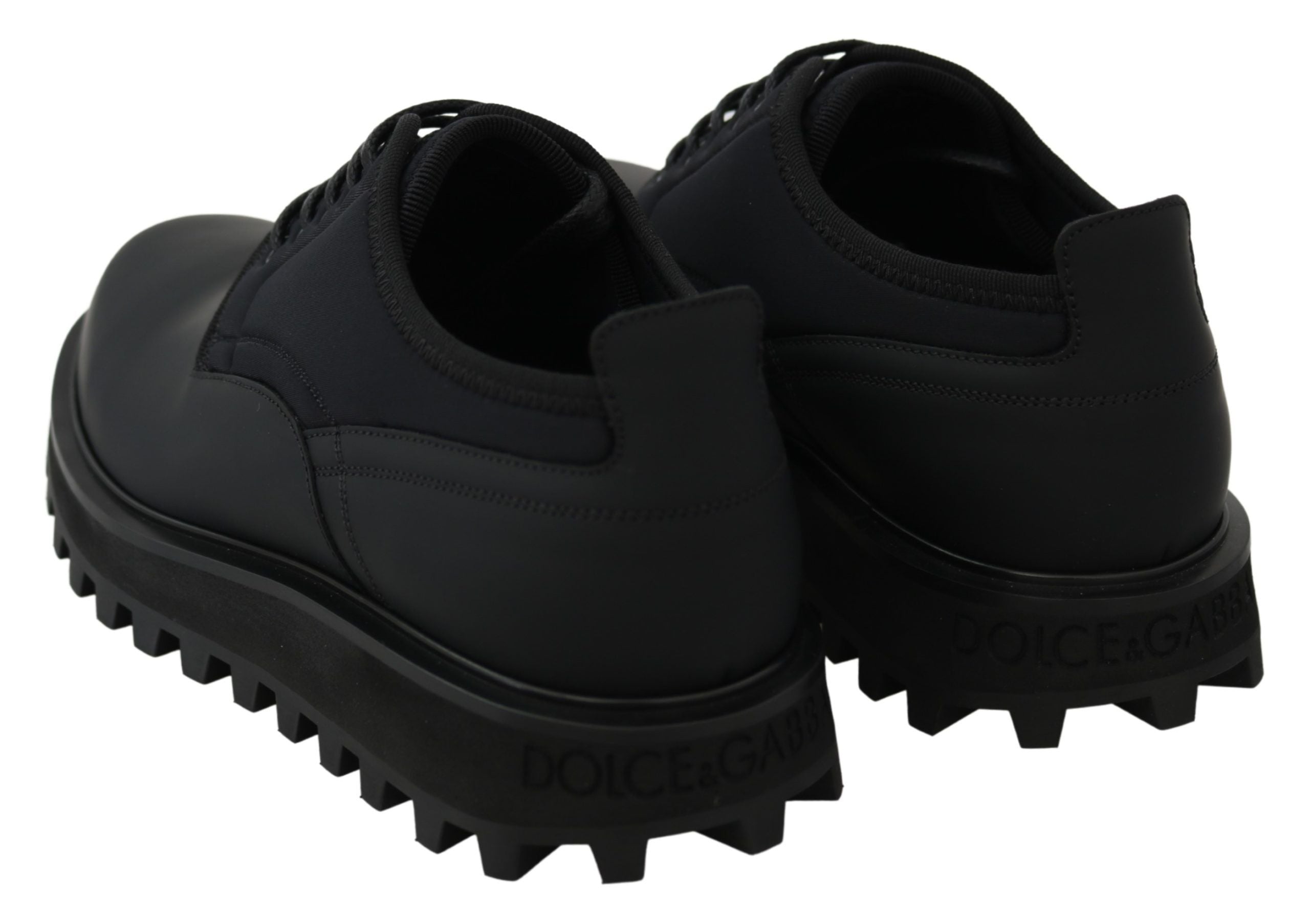 Dolce & Gabbana Black Rubberized Calfskin Chunky Derby Vulcano Shoes-6