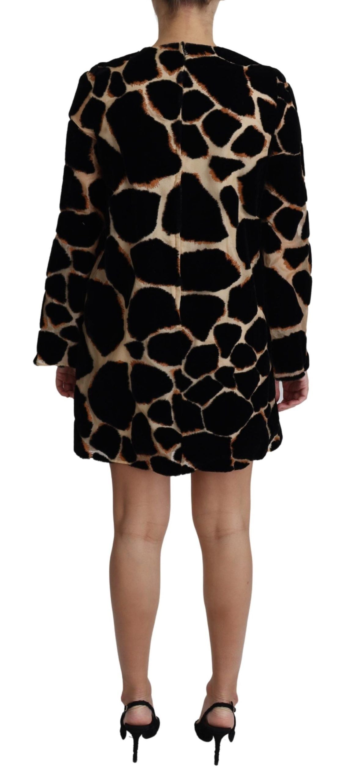 Dolce & Gabbana Schwarzes Minikleid mit Giraffendruck-2