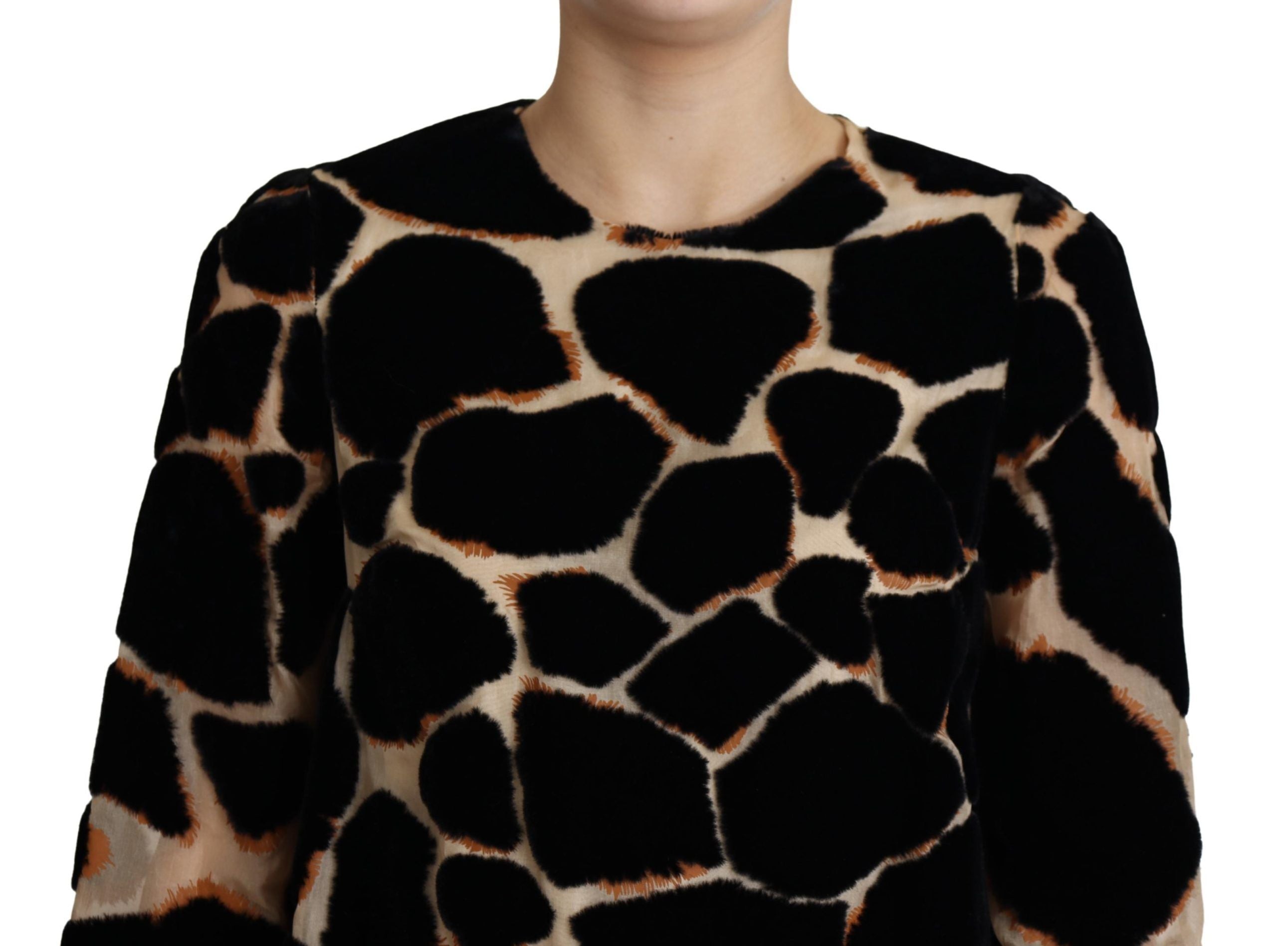 Dolce & Gabbana Schwarzes Minikleid mit Giraffendruck-3