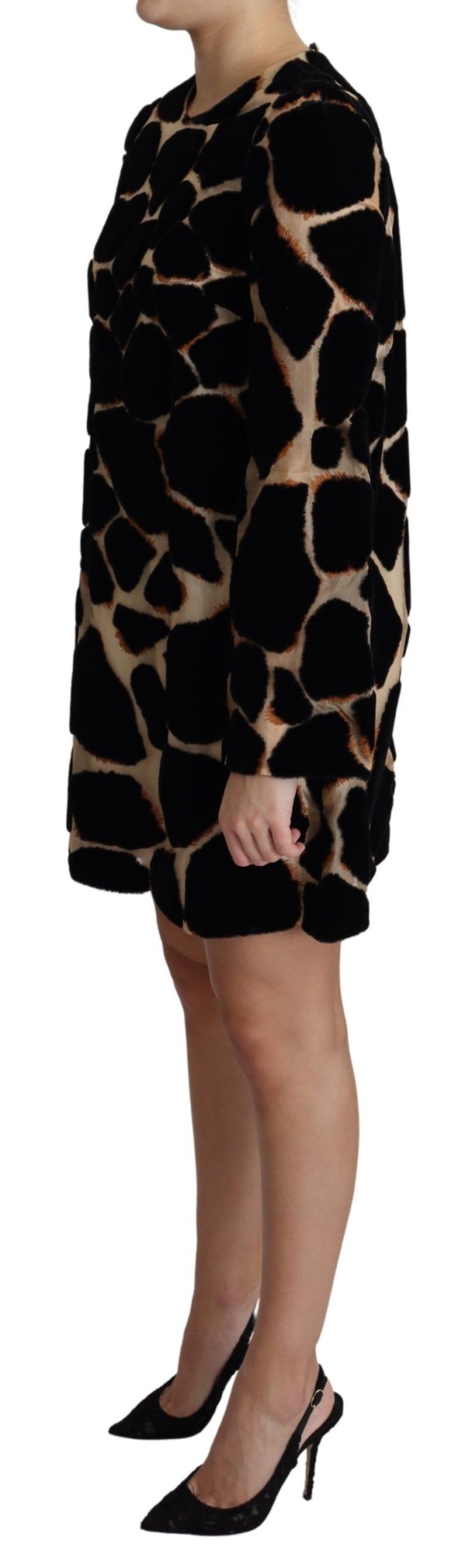 Dolce & Gabbana Schwarzes Minikleid mit Giraffendruck-4