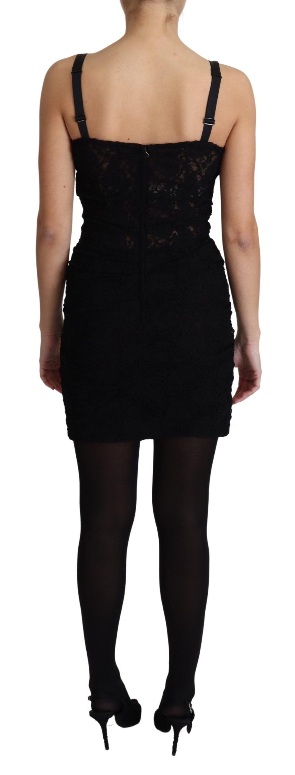 Dolce & Gabbana Black laced floral corset bustier mini dress-2