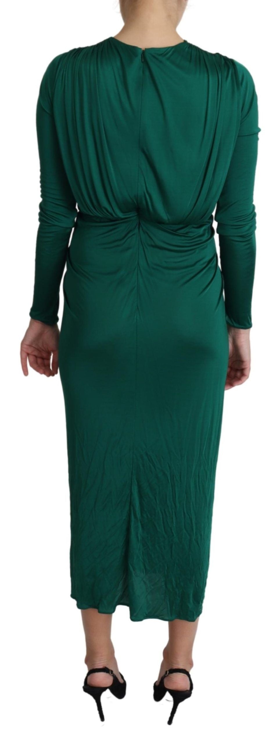 Dolce & Gabbana green midi dress with a fitted silhouette in viscose-2