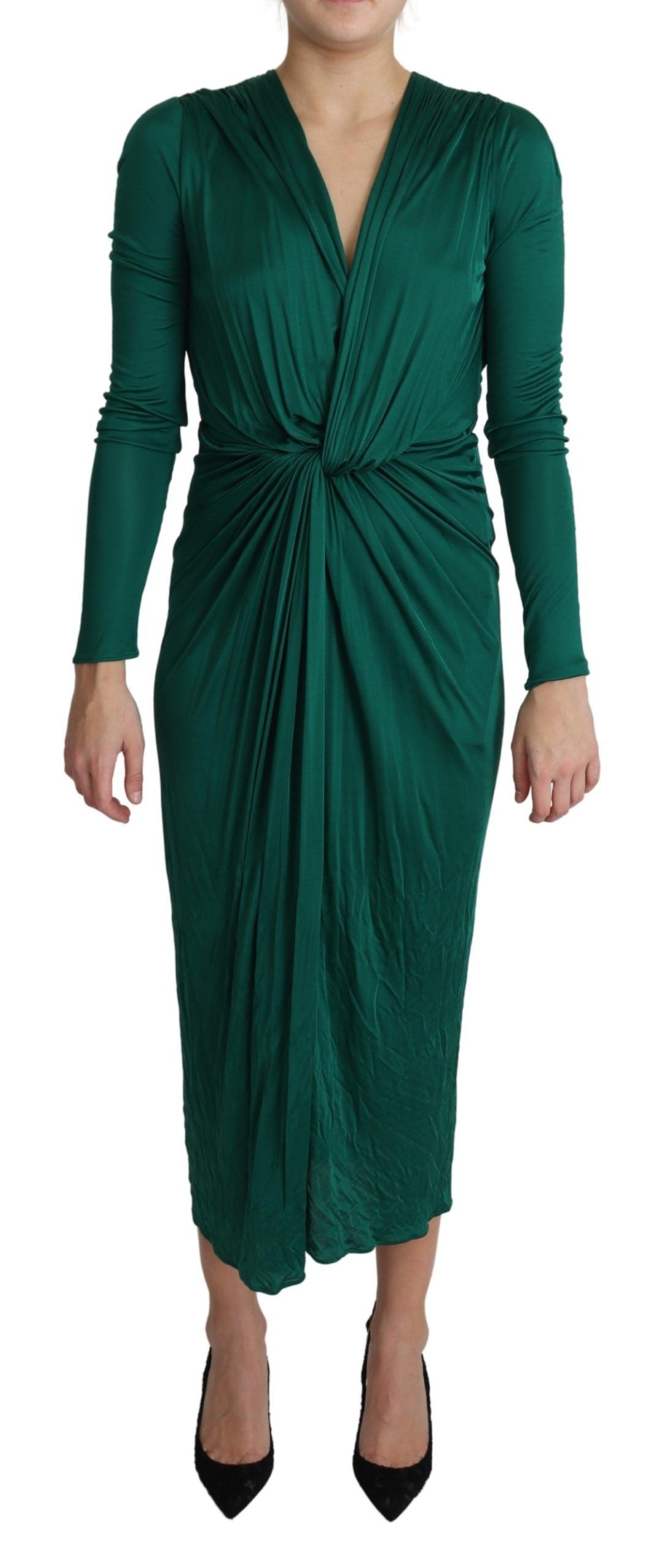 Dolce & Gabbana green midi dress with a fitted silhouette in viscose-1