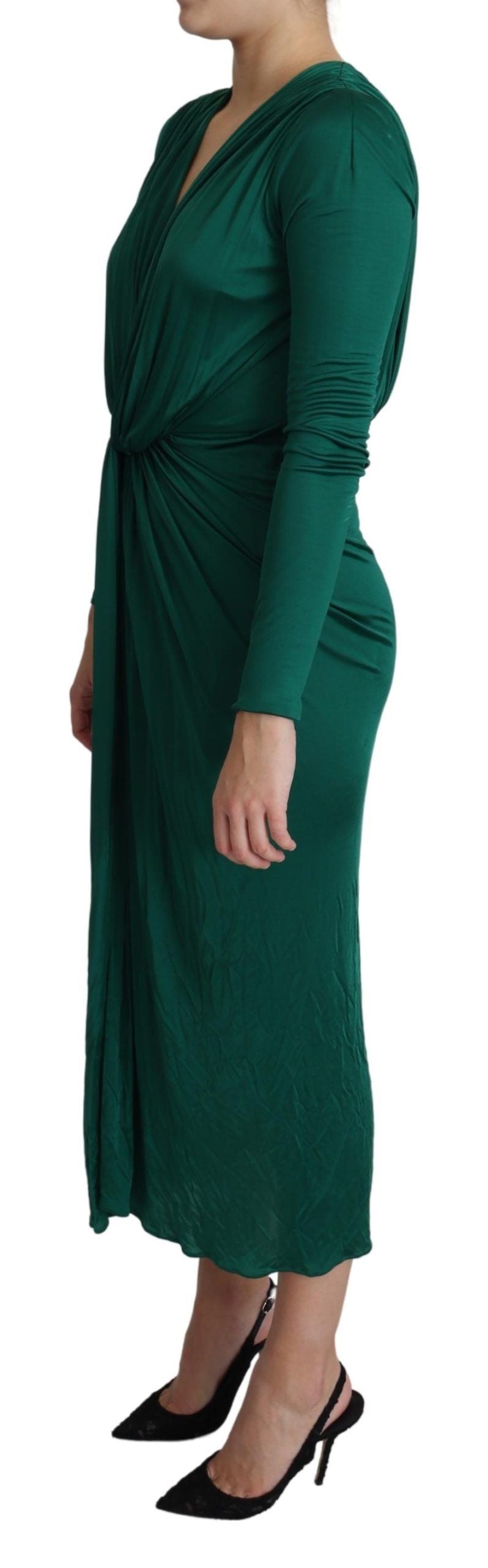 Dolce & Gabbana green midi dress with a fitted silhouette in viscose-4