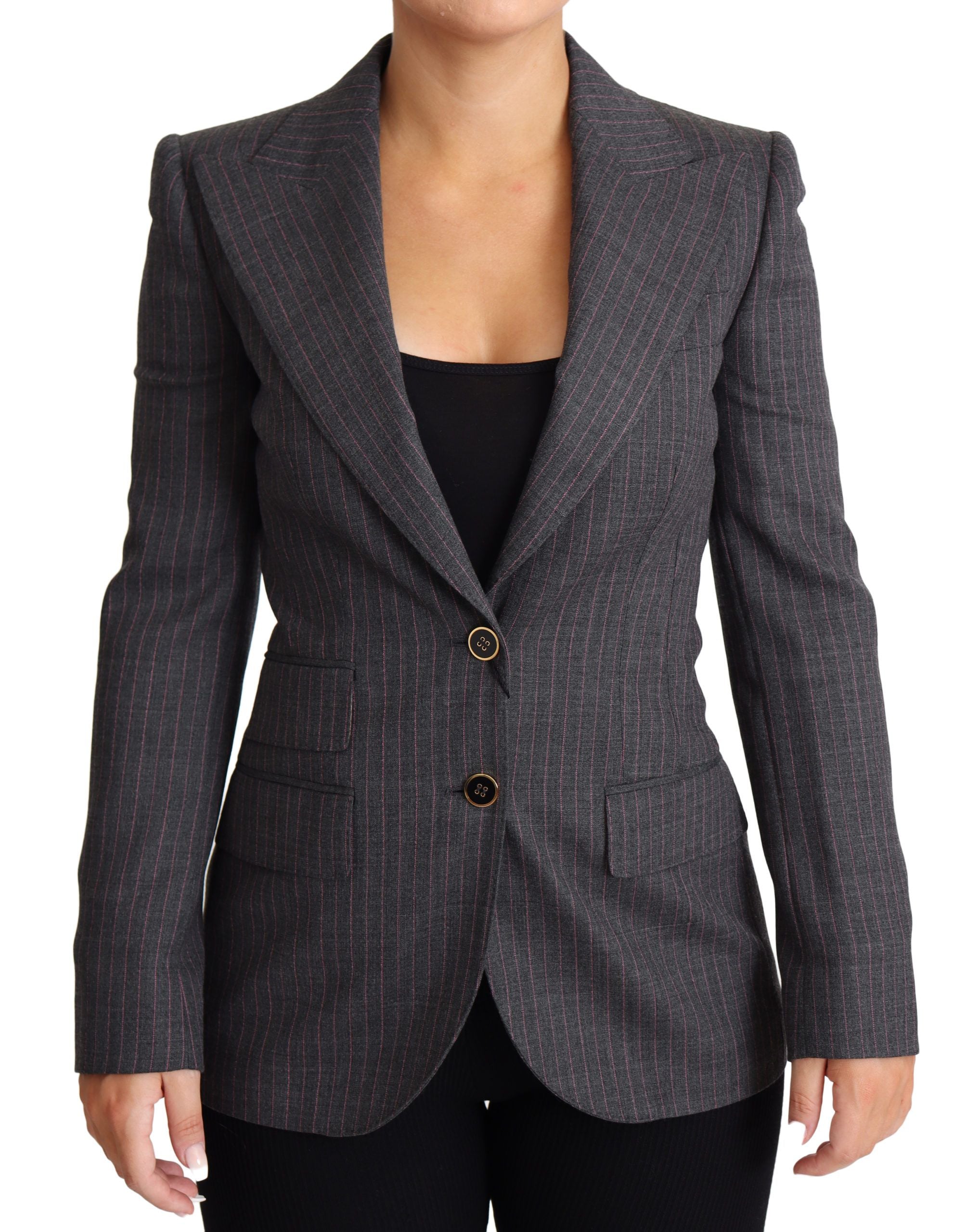 Dolce & Gabbana Grey single-breasted, tailored blazer wool jacket-1