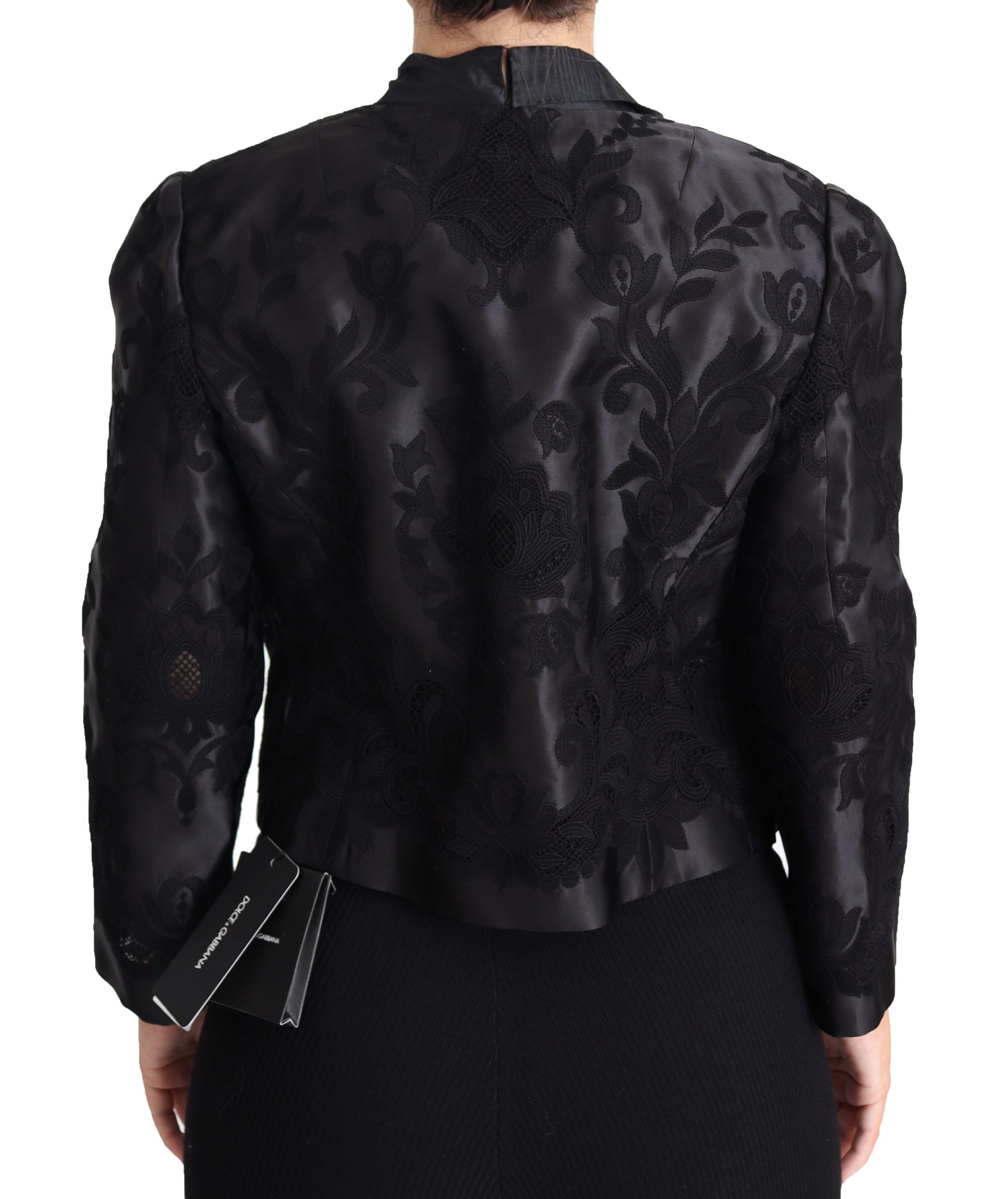 Dolce & Gabbana Black Lace Sheer Corset Organza Silk Jacket-3