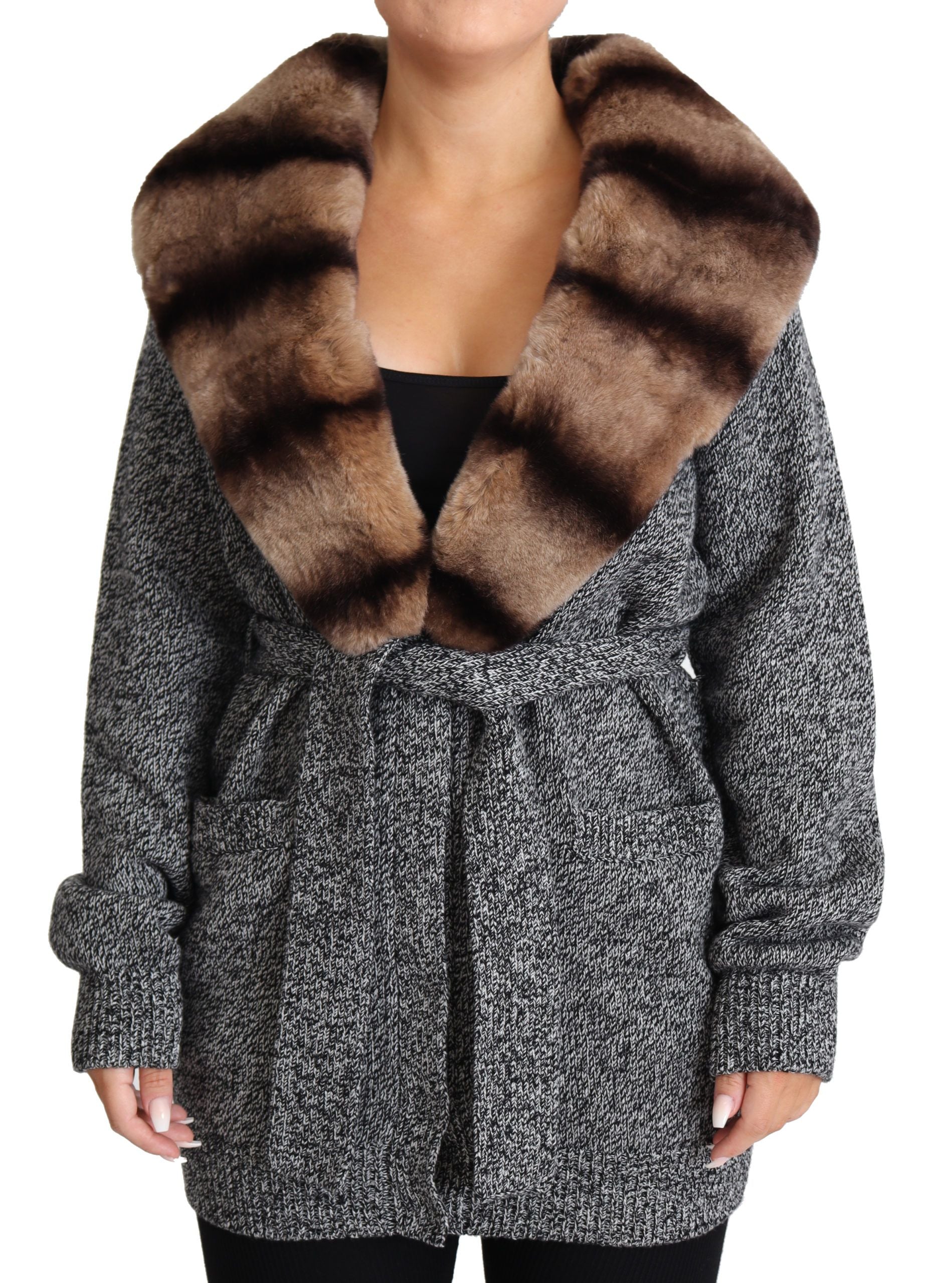 Dolce & Gabbana Grey cardigan, fur coat, cashmere jacket
