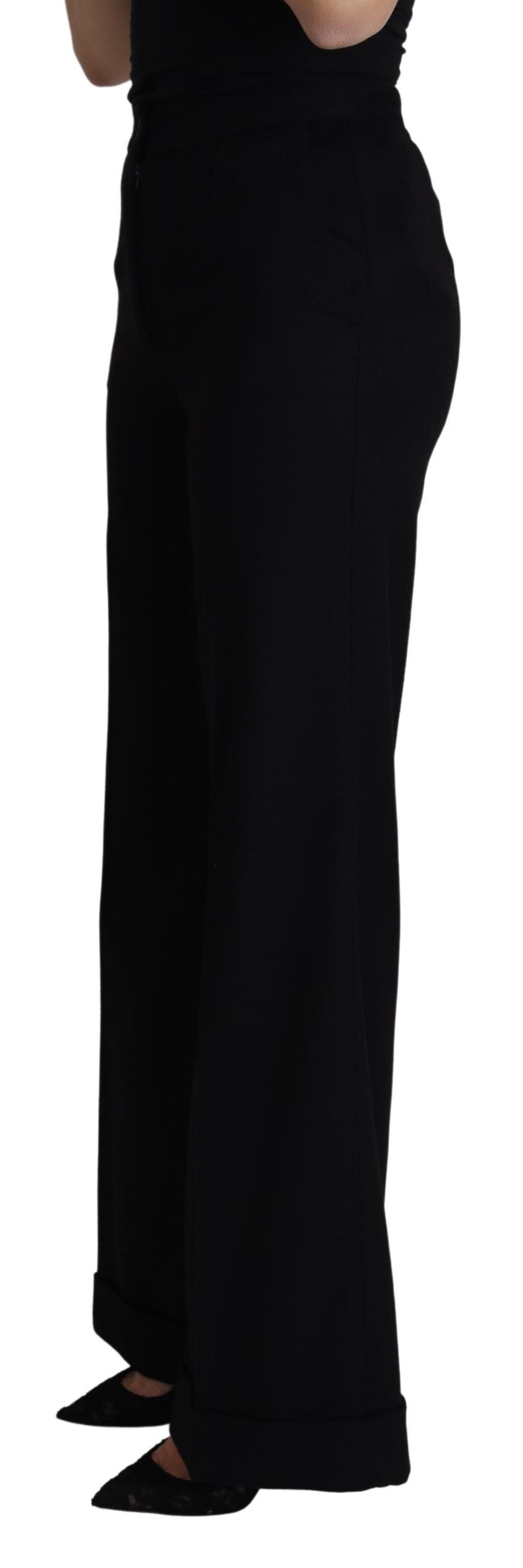 Dolce & Gabbana Black Cashmere Wide Leg Trousers for Women-2