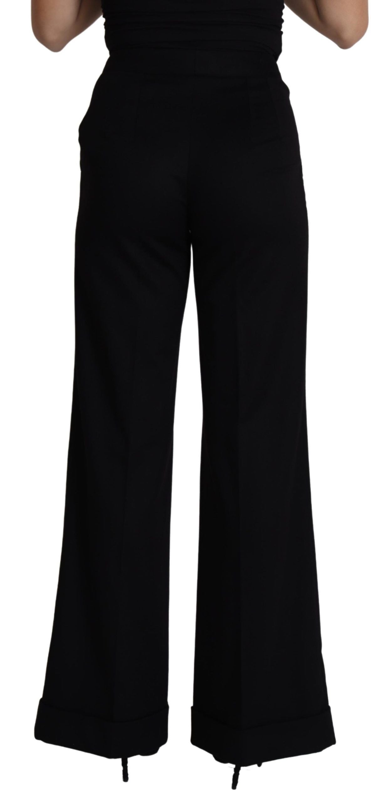 Dolce & Gabbana Black Cashmere Wide Leg Trousers for Women-3